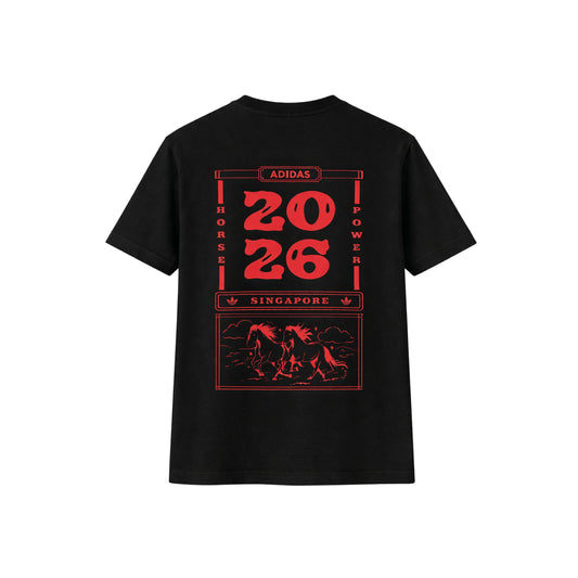 adidas Year Of The Horse Calendar T-Shirt black, back view with full back print