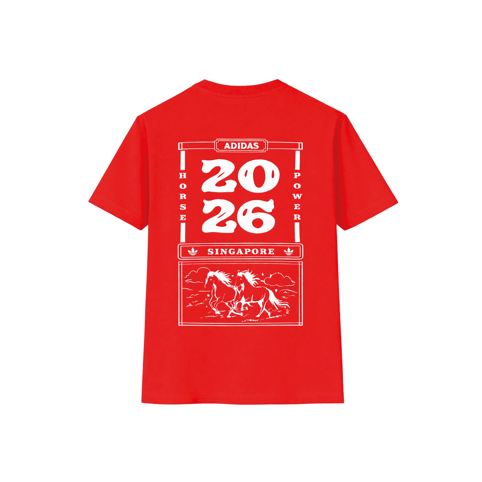 adidas Year Of The Horse Calendar T-Shirt red, back view with full back print