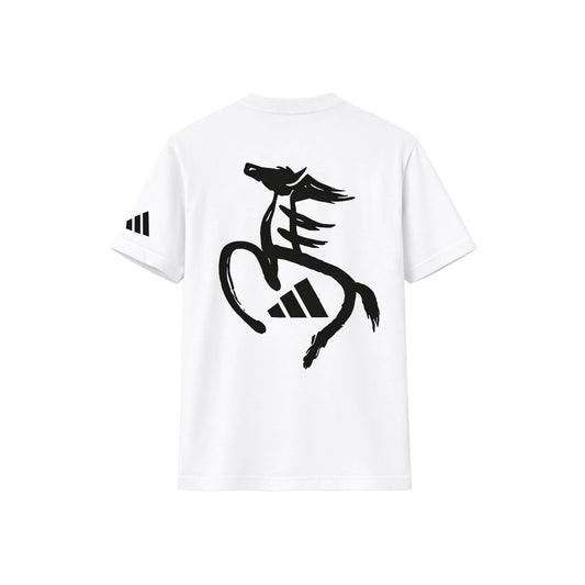 adidas Year Of The Horse Calligraphy T-Shirt White with bold horse graphic and adidas branding