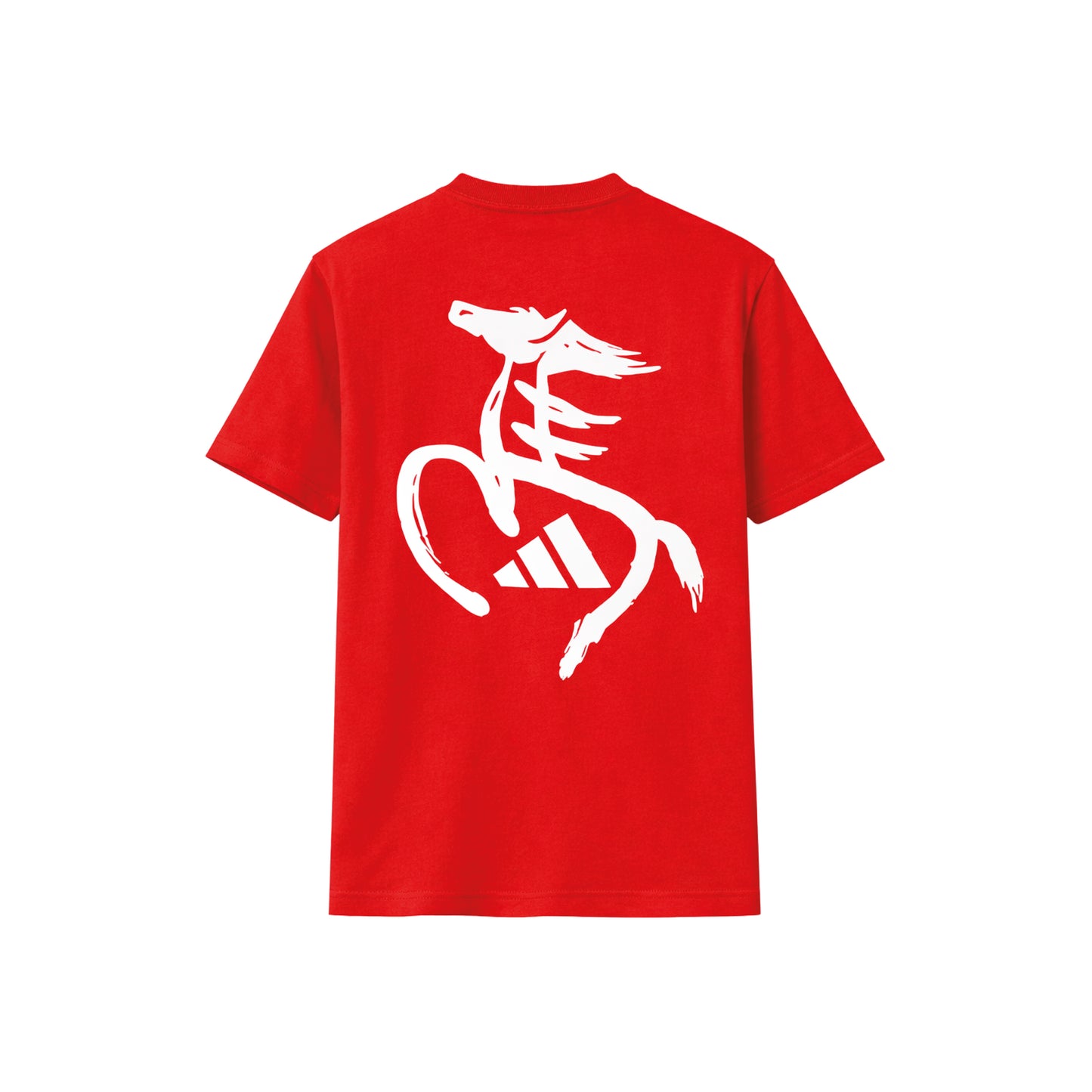 adidas Year Of The Horse Calligraphy T-Shirt Red with bold horse graphic and adidas branding