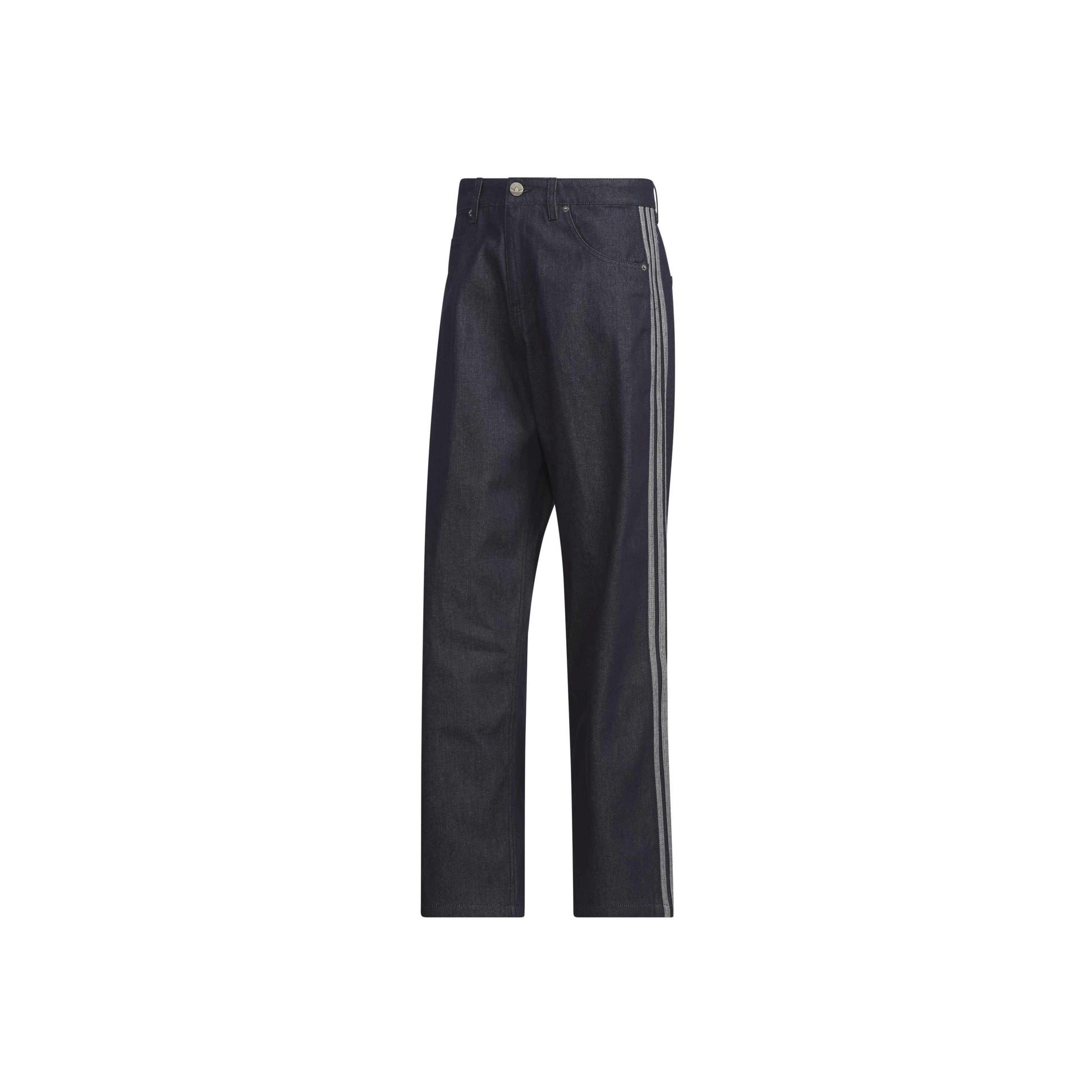 adidas Denim Firebird Track Pants Indigo Denim with premium denim fabric relaxed fit and signature adidas 3-Stripes