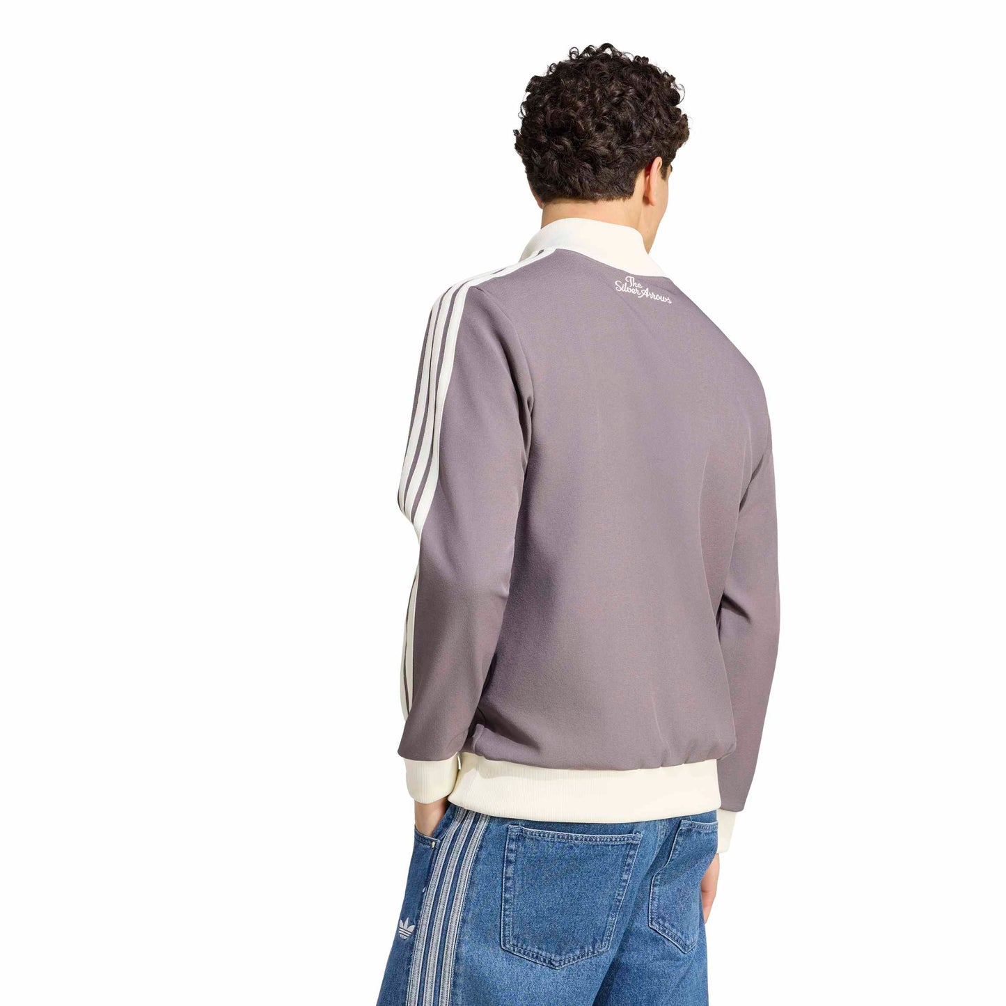adidas Mercedes - AMG Petronas Formula One Team Silver Arrows Icon Track Top 'Granite / Off White' – model back view