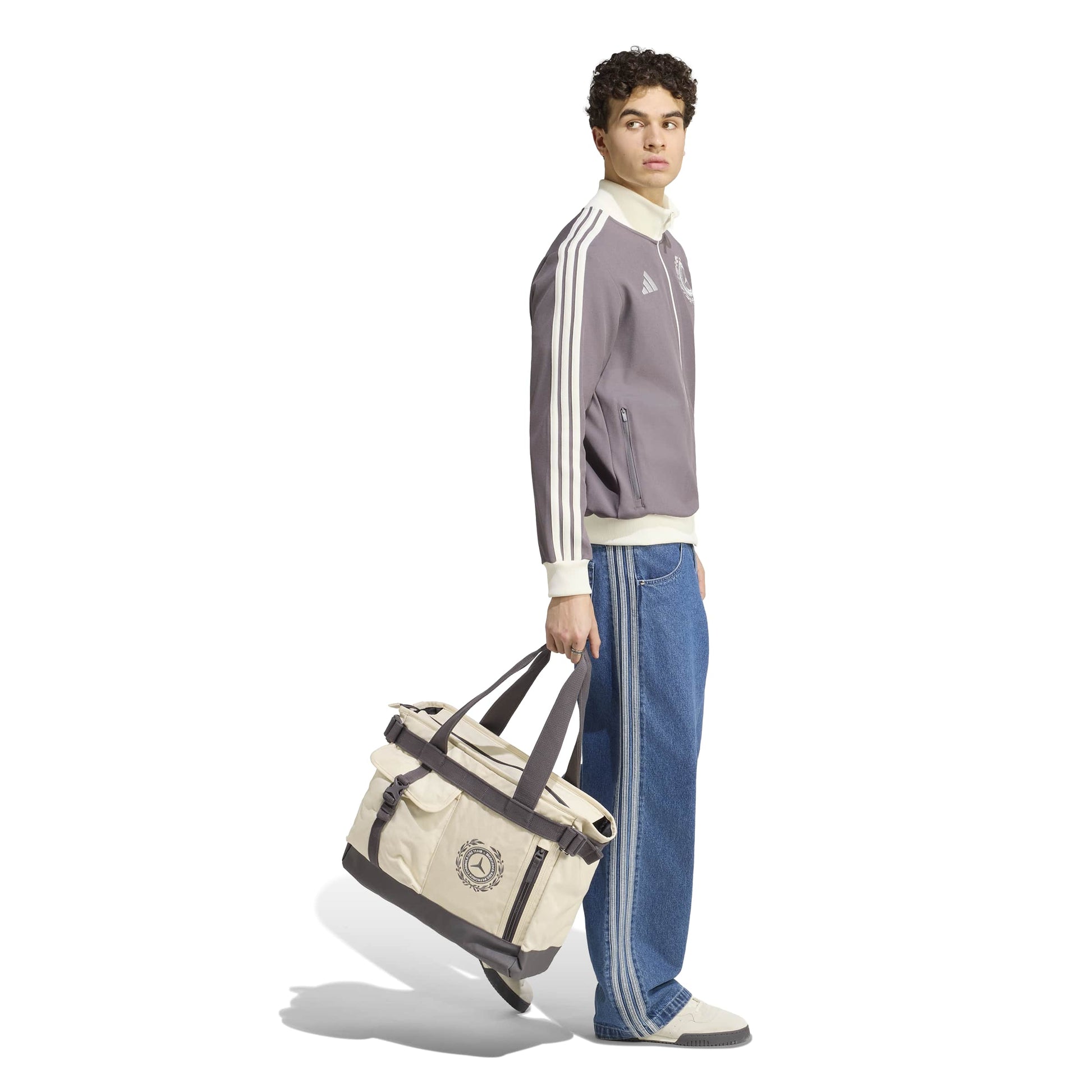 adidas Mercedes - AMG Petronas Formula One Team Silver Arrows Icon Track Top 'Granite / Off White' – full model view