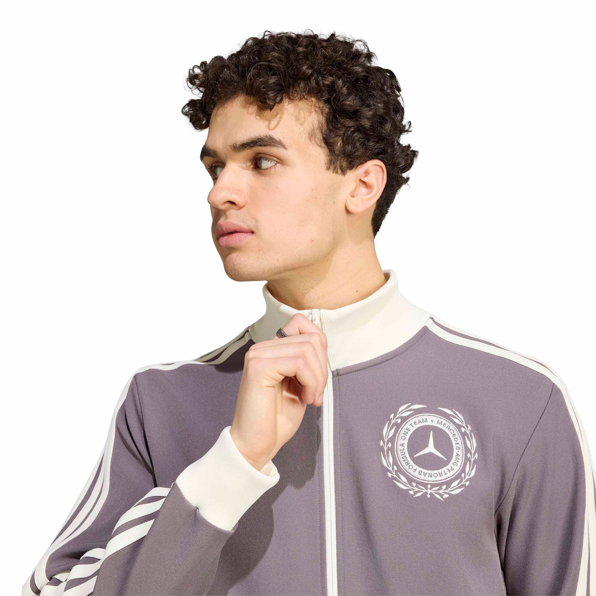 adidas Mercedes - AMG Petronas Formula One Team Silver Arrows Icon Track Top 'Granite / Off White' – detail view