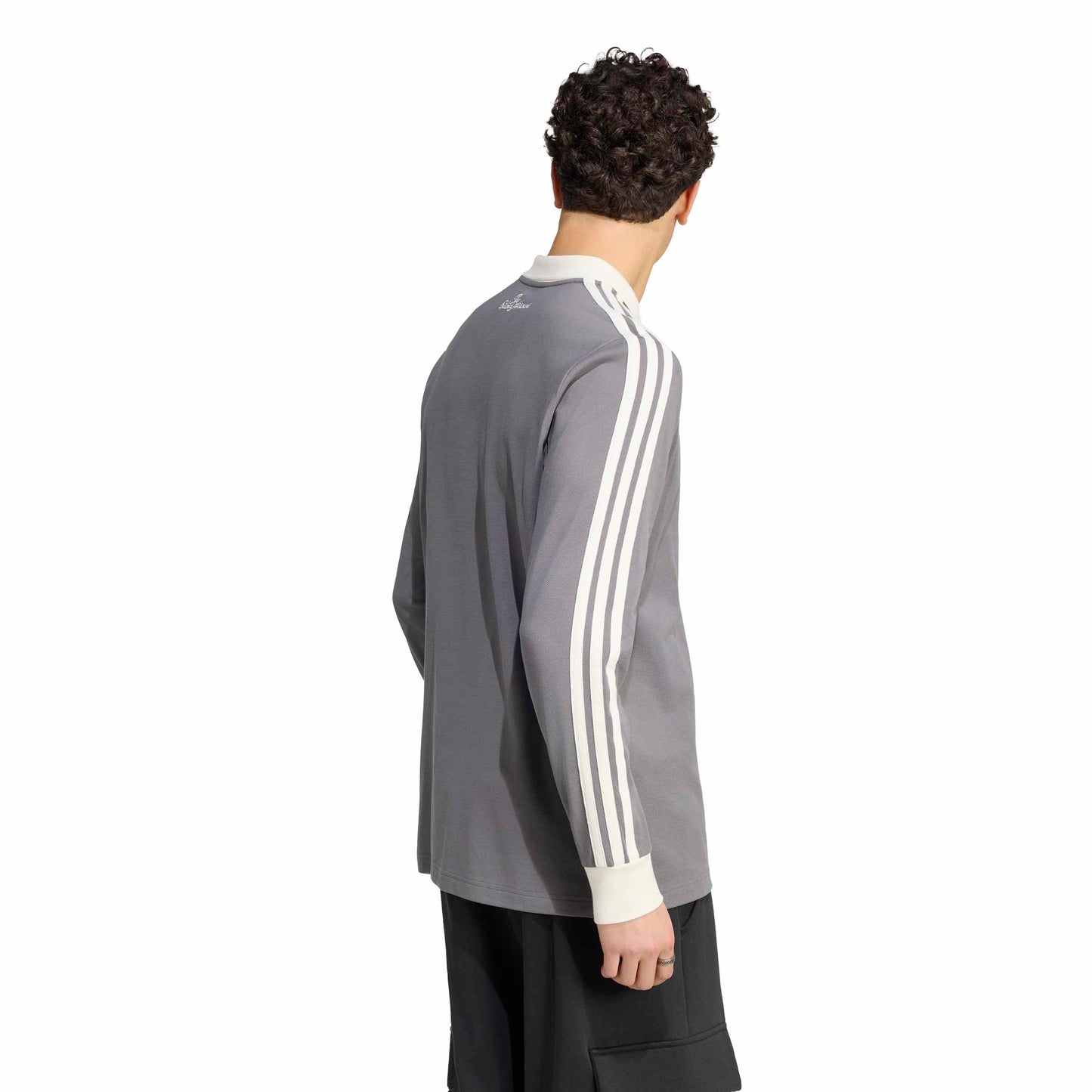 adidas Mercedes - AMG Petronas Formula One Team Silver Arrows Icon Long Sleeve Polo 'Granite / Off White' – model back view