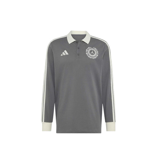 adidas Mercedes - AMG Petronas Formula One Team Silver Arrows Icon Long Sleeve Polo 'Granite / Off White' – product front view