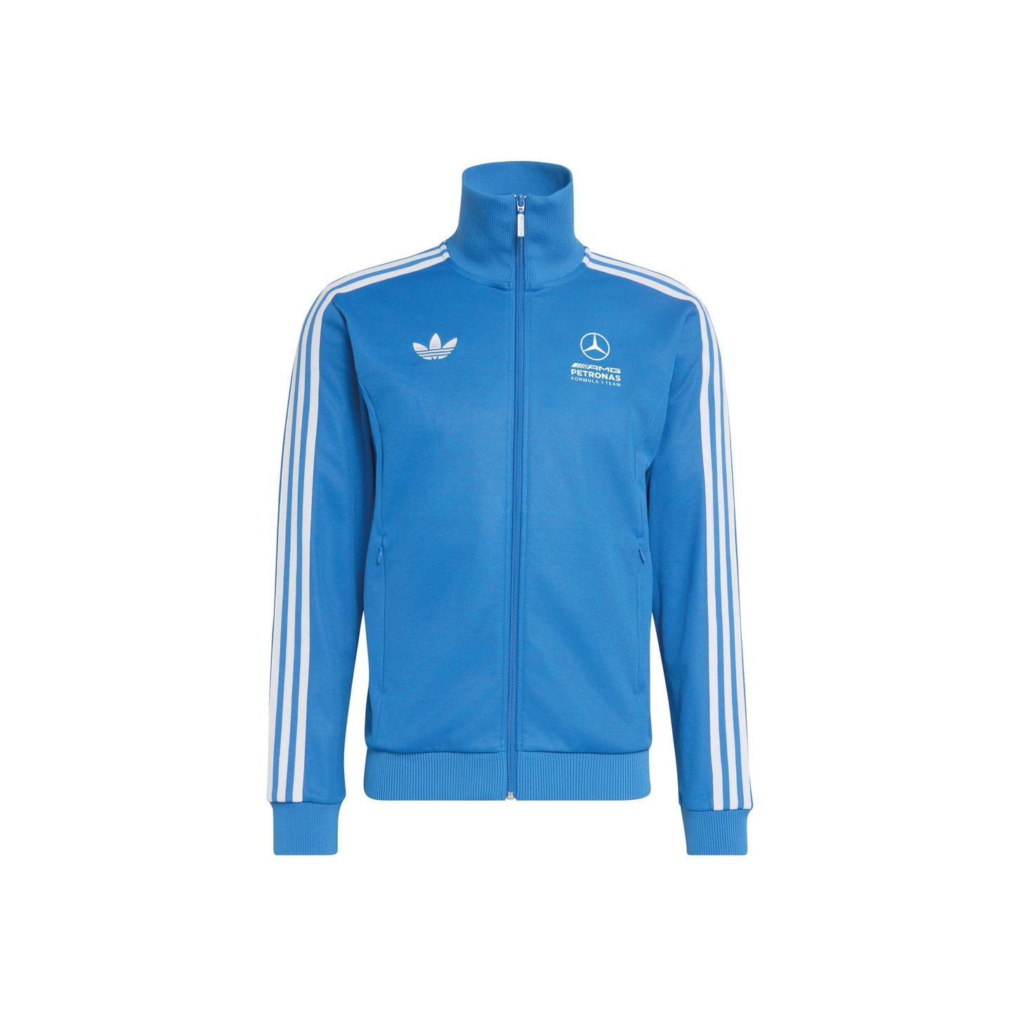 adidas Mercedes-AMG Petronas Formula One Team Blue Wonder Arrow Track Top Blue White with full zip adidas 3-Stripes and team branding