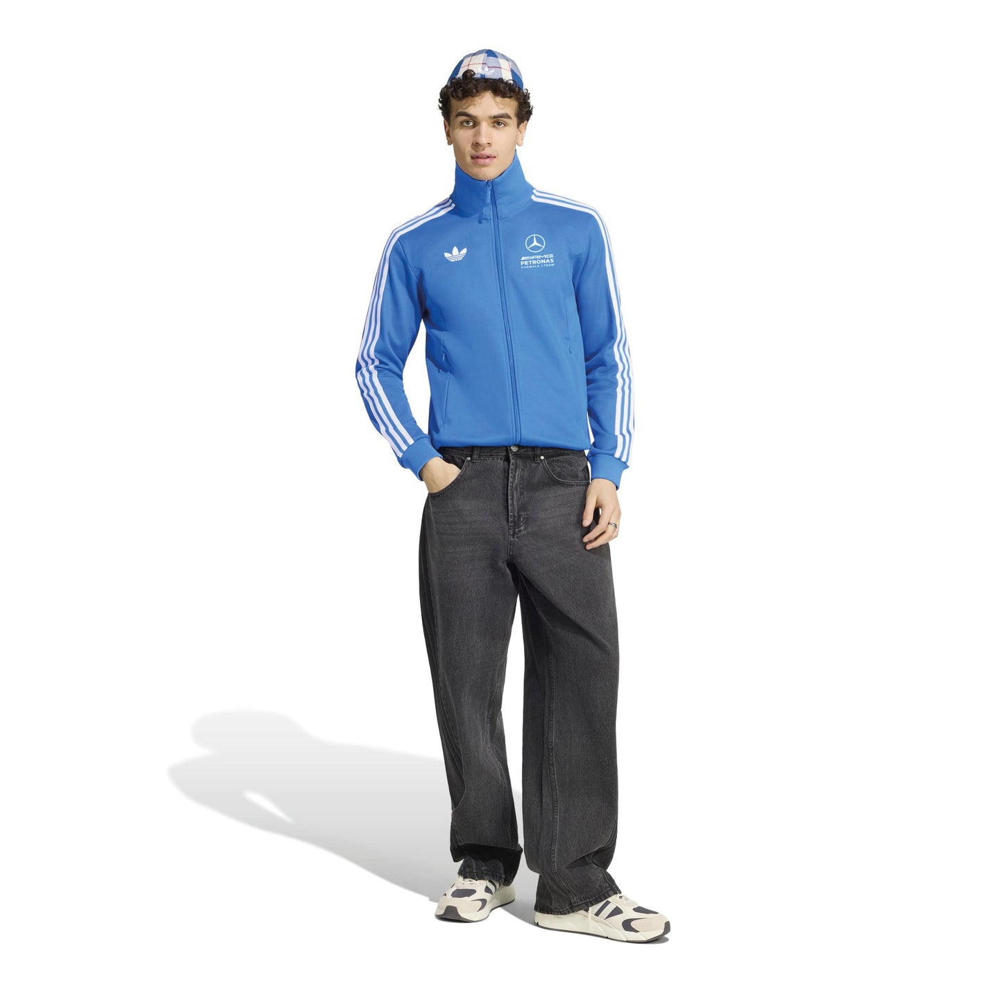 adidas Mercedes-AMG Petronas Formula One Team Blue Wonder Arrow Track Top Blue White with full zip adidas 3-Stripes and team branding
