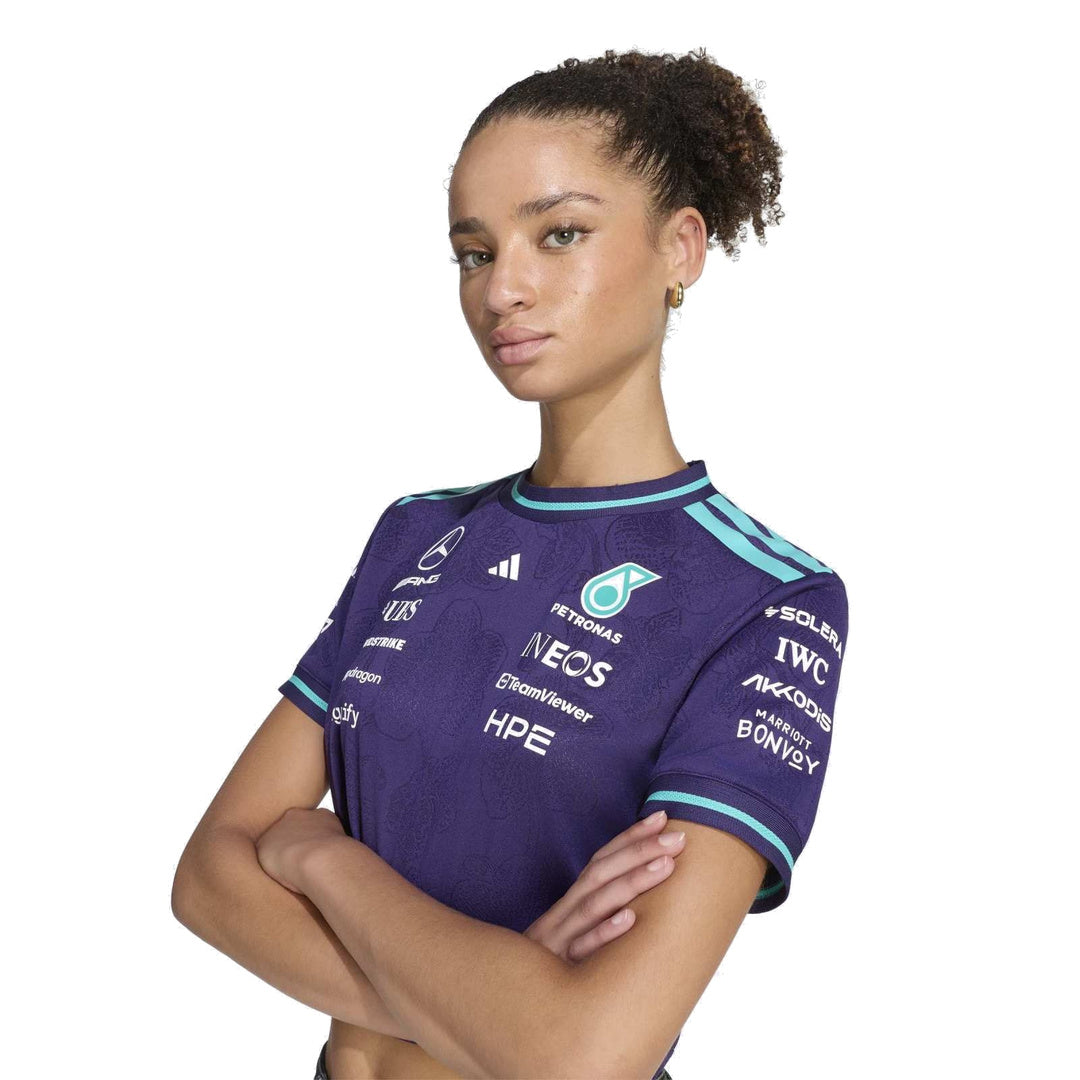 adidas Mercedes - AMG Petronas Formula One Team Vanda Bloom Driver  Jersey Crop Top 'Dark Purple' (WMNS) – detail view