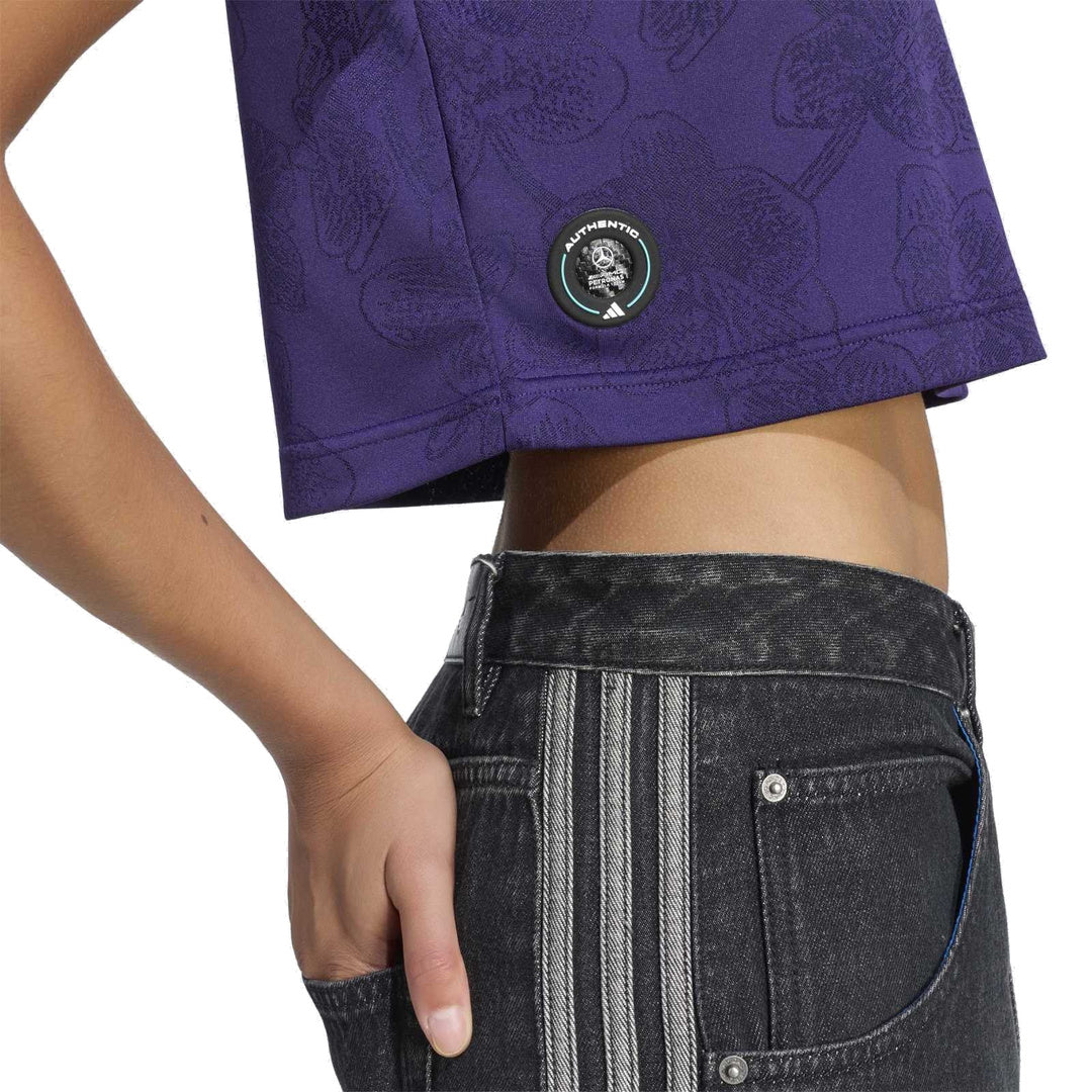 adidas Mercedes - AMG Petronas Formula One Team Vanda Bloom Driver  Jersey Crop Top 'Dark Purple' (WMNS) – close-up detail