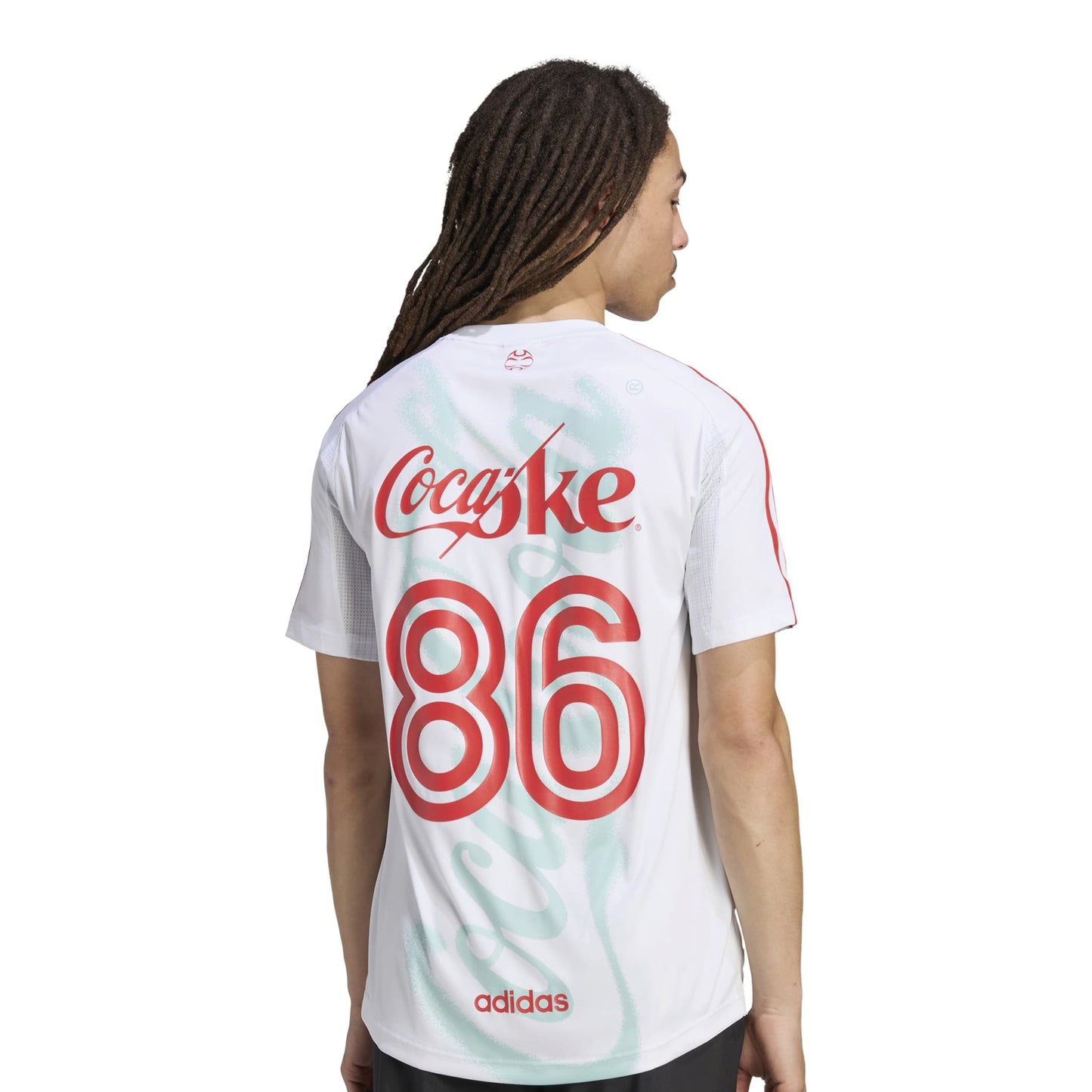 adidas Originals x Coca-Cola TeamGeist 26 Jersey White Red football jersey with Coca-Cola graphics number 86 print and adidas 3-Stripes