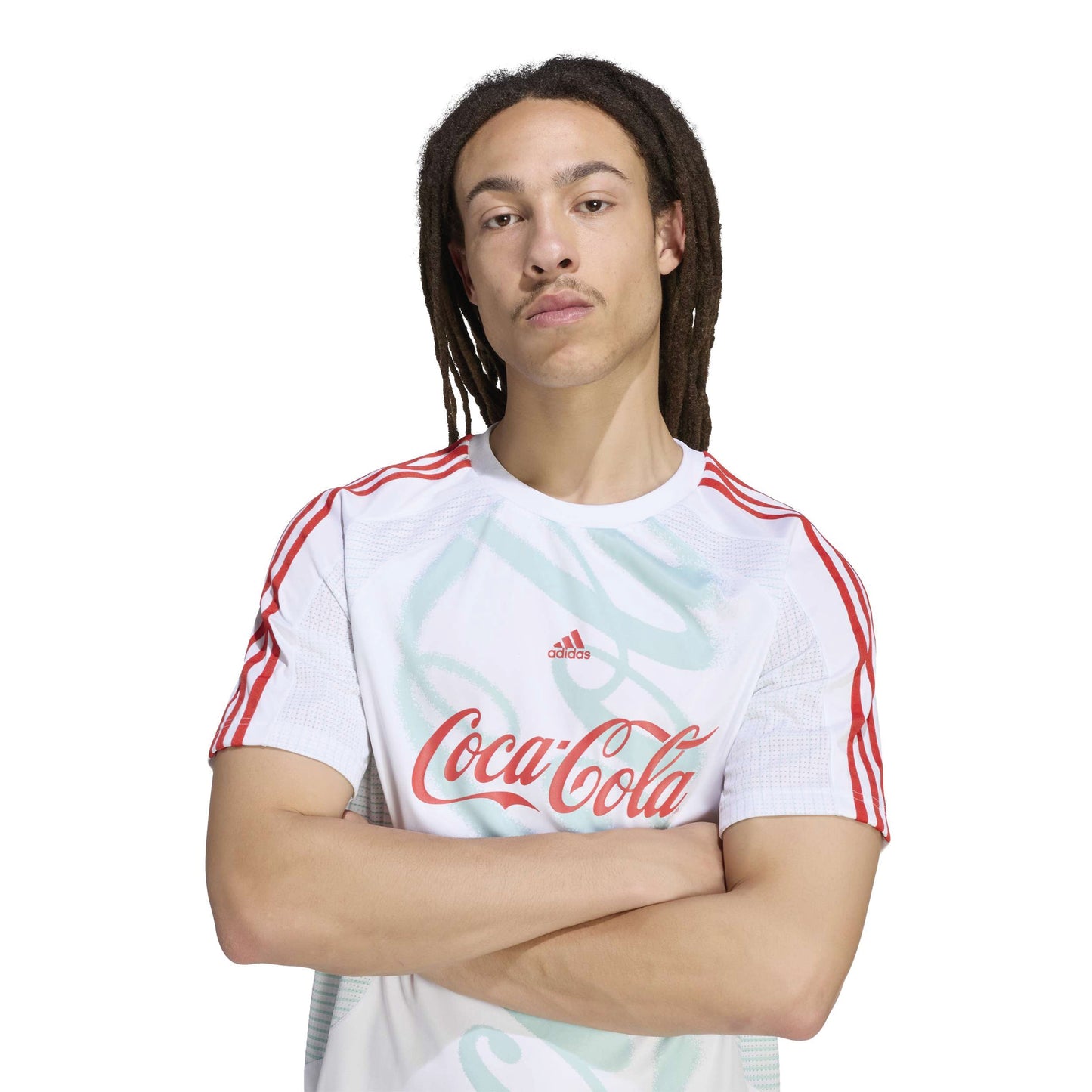 adidas Originals x Coca-Cola TeamGeist 26 Jersey White Red football jersey with Coca-Cola graphics number 86 print and adidas 3-Stripes