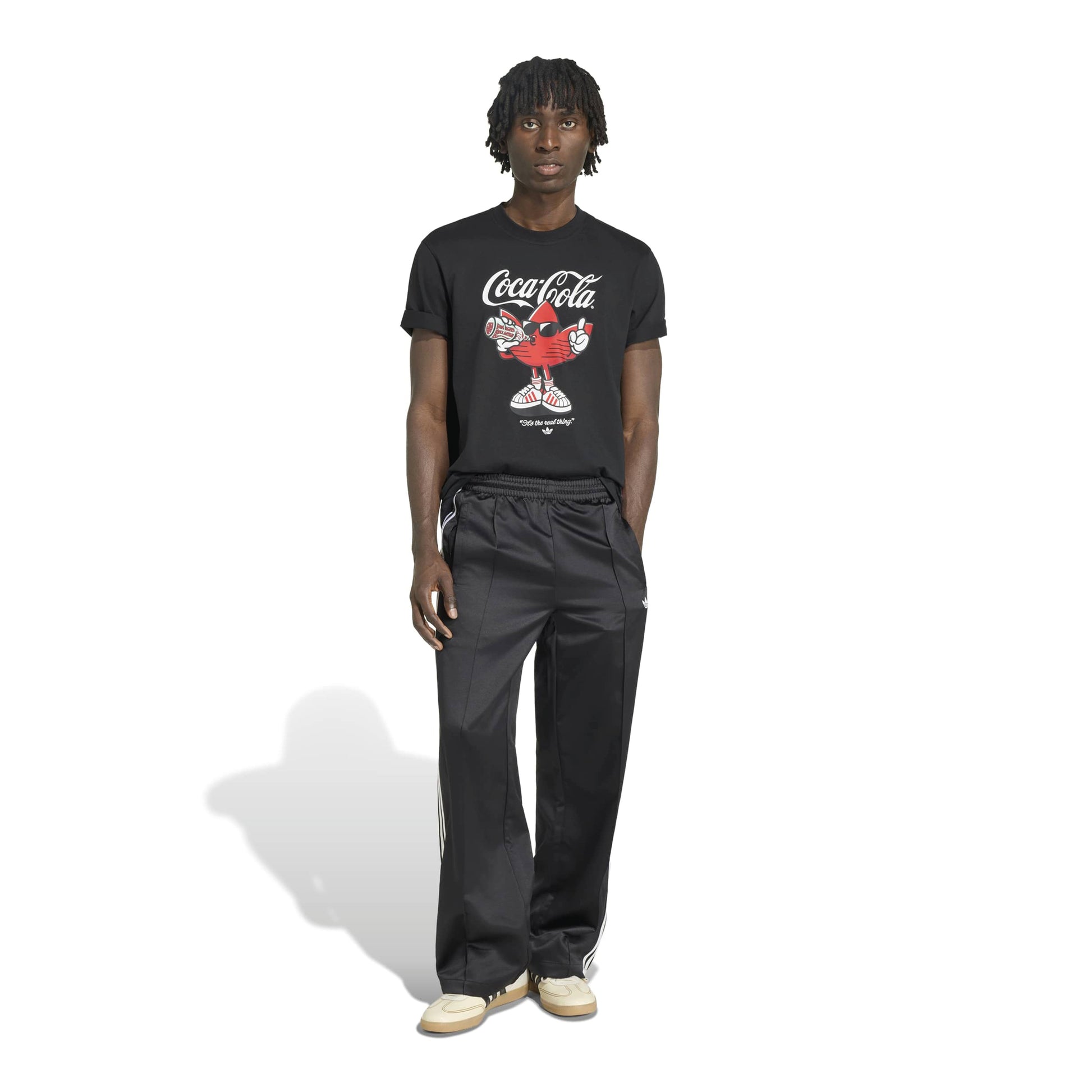 adidas Originals x Coca-Cola Classic Sport Graphic Treffie T-Shirt Black graphic tee with Coca-Cola character artwork and adidas branding