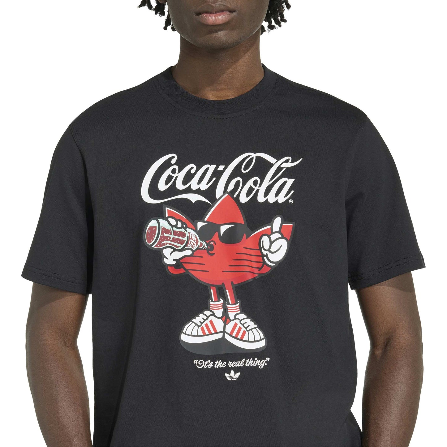 adidas Originals x Coca-Cola Classic Sport Graphic Treffie T-Shirt Black graphic tee with Coca-Cola character artwork and adidas branding