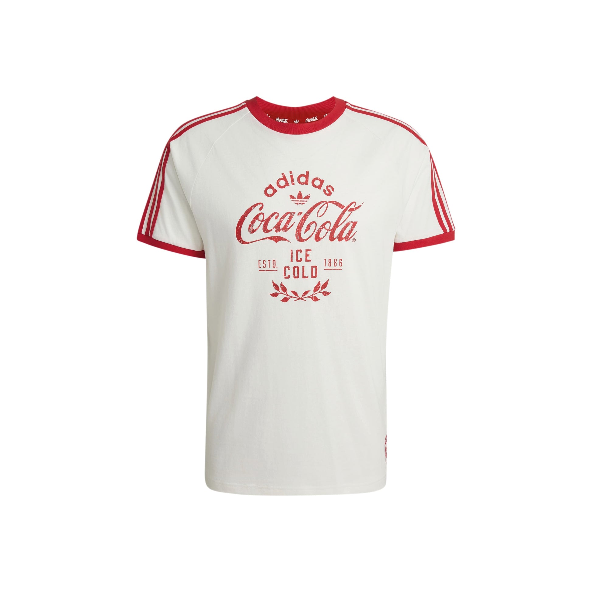 adidas x Coca-Cola Classic Sport Cali T-Shirt White Red graphic tee with Coca-Cola branding adidas 3-Stripes and retro sportswear design