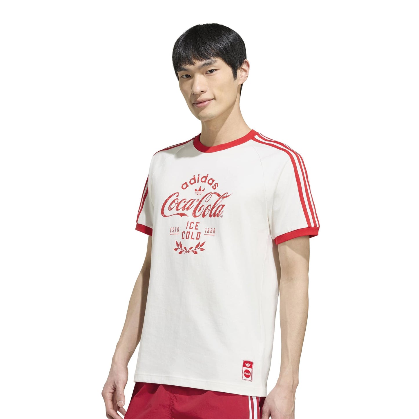 adidas x Coca-Cola Classic Sport Cali T-Shirt White Red graphic tee with Coca-Cola branding adidas 3-Stripes and retro sportswear design