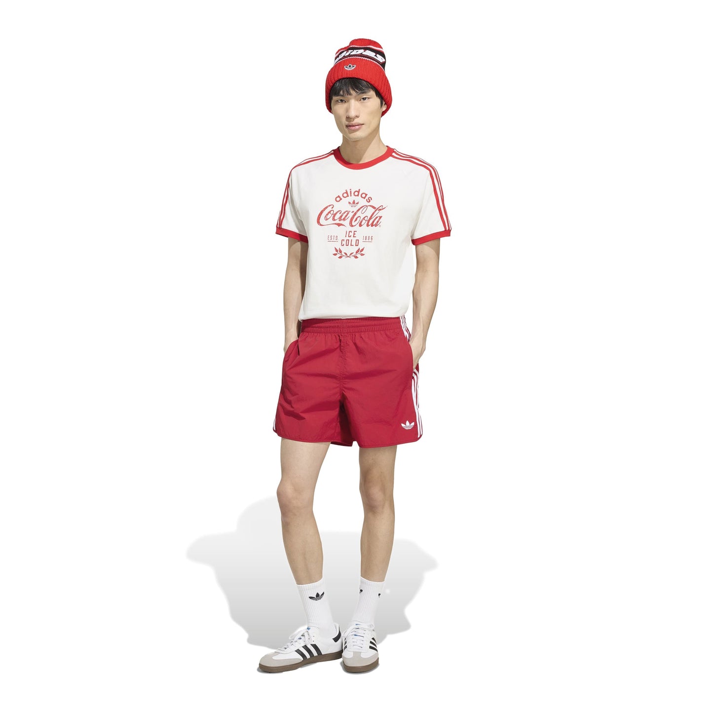 adidas x Coca-Cola Classic Sport Cali T-Shirt White Red graphic tee with Coca-Cola branding adidas 3-Stripes and retro sportswear design