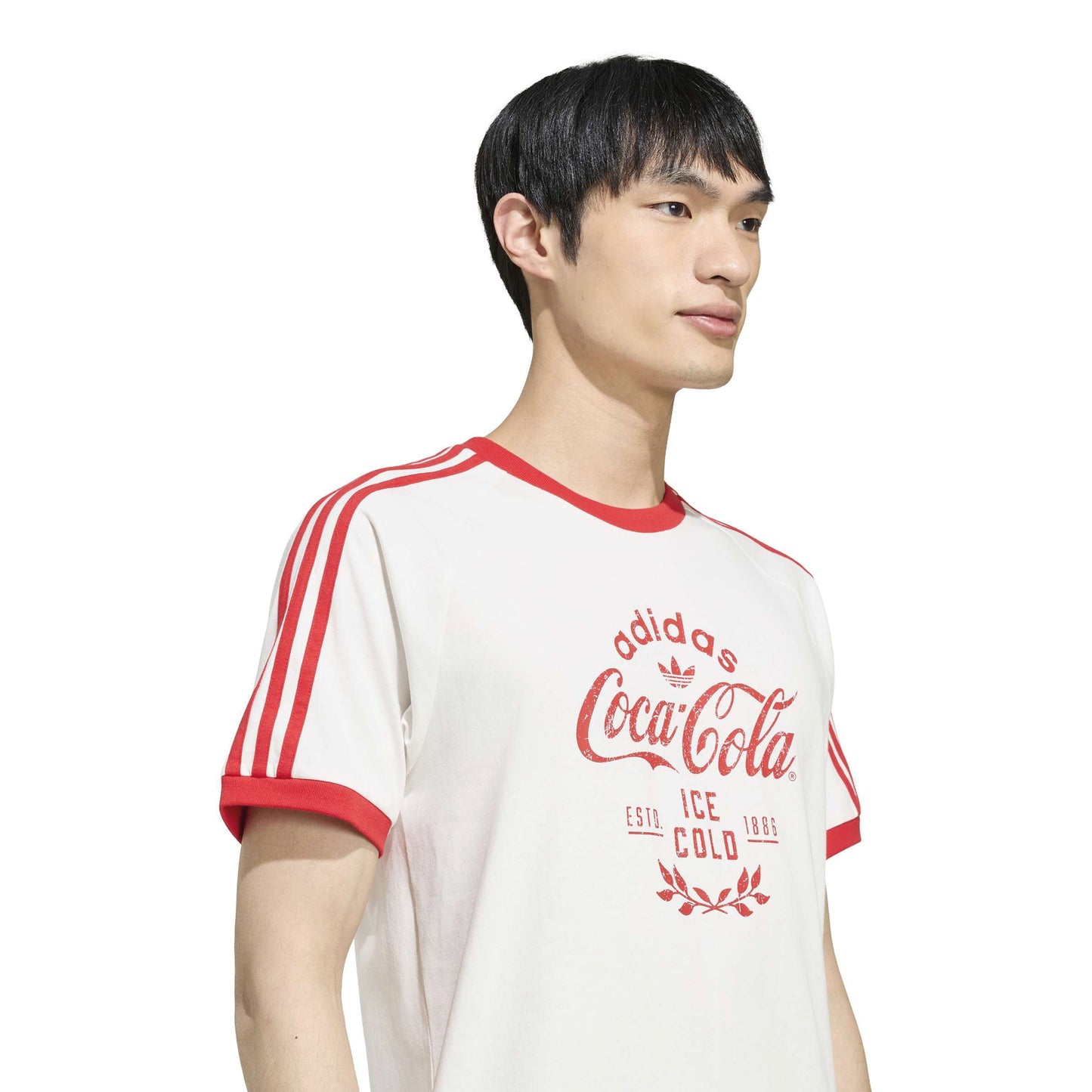 adidas x Coca-Cola Classic Sport Cali T-Shirt White Red graphic tee with Coca-Cola branding adidas 3-Stripes and retro sportswear design