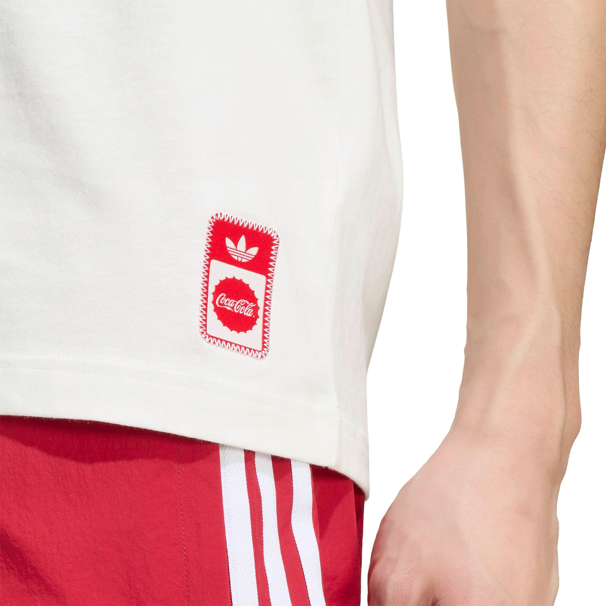 adidas x Coca-Cola Classic Sport Cali T-Shirt White Red graphic tee with Coca-Cola branding adidas 3-Stripes and retro sportswear design