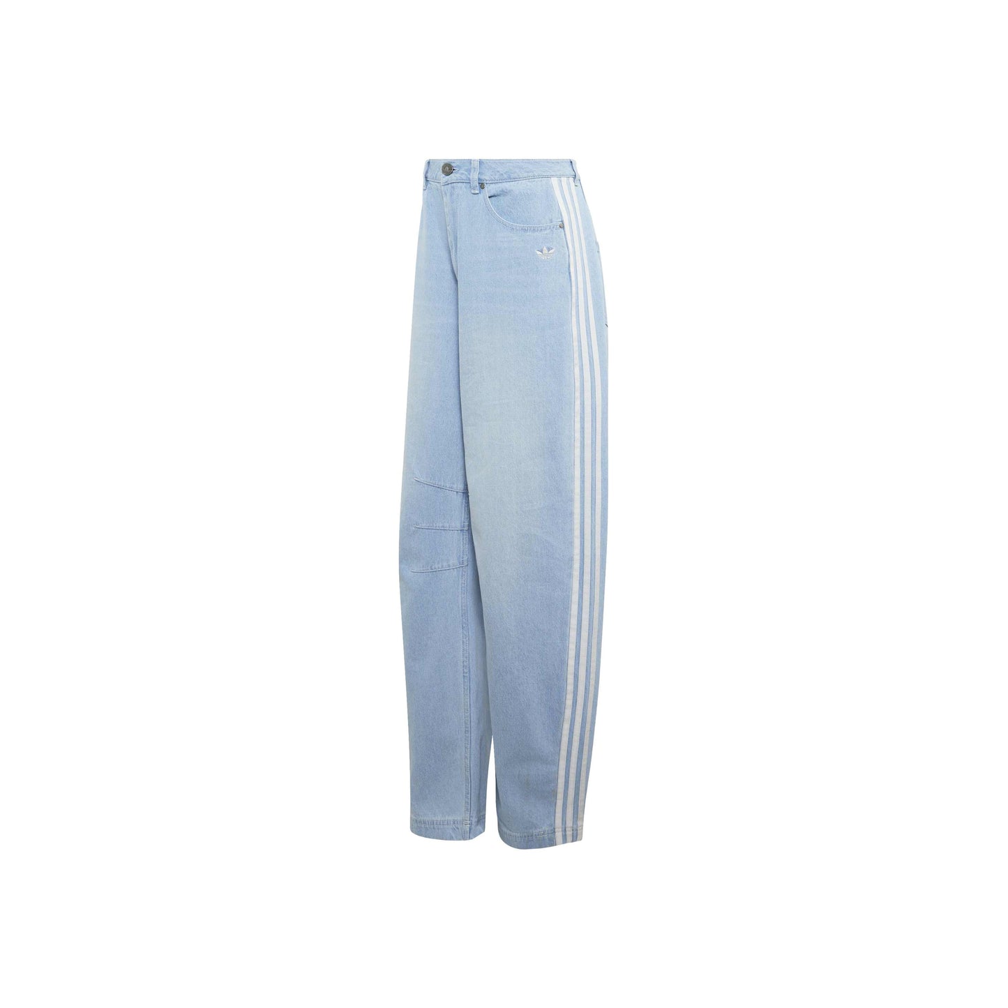 adidas Originals x Coca-Cola GFX Banana Pants Indigo Blue wide leg denim jeans with Coca-Cola graphic and adidas 3-Stripes