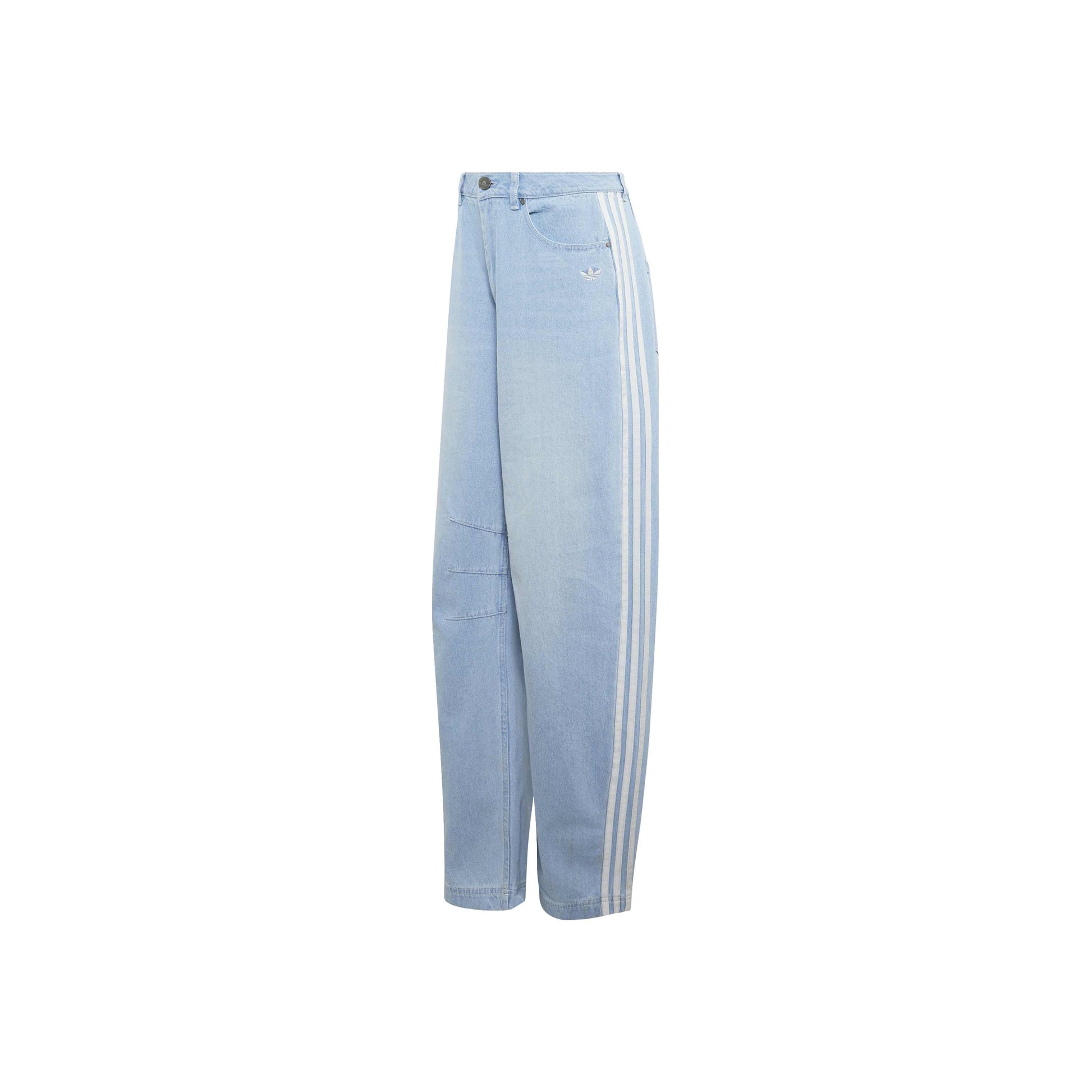 adidas Originals x Coca-Cola GFX Banana Pants Indigo Blue wide leg denim jeans with Coca-Cola graphic and adidas 3-Stripes