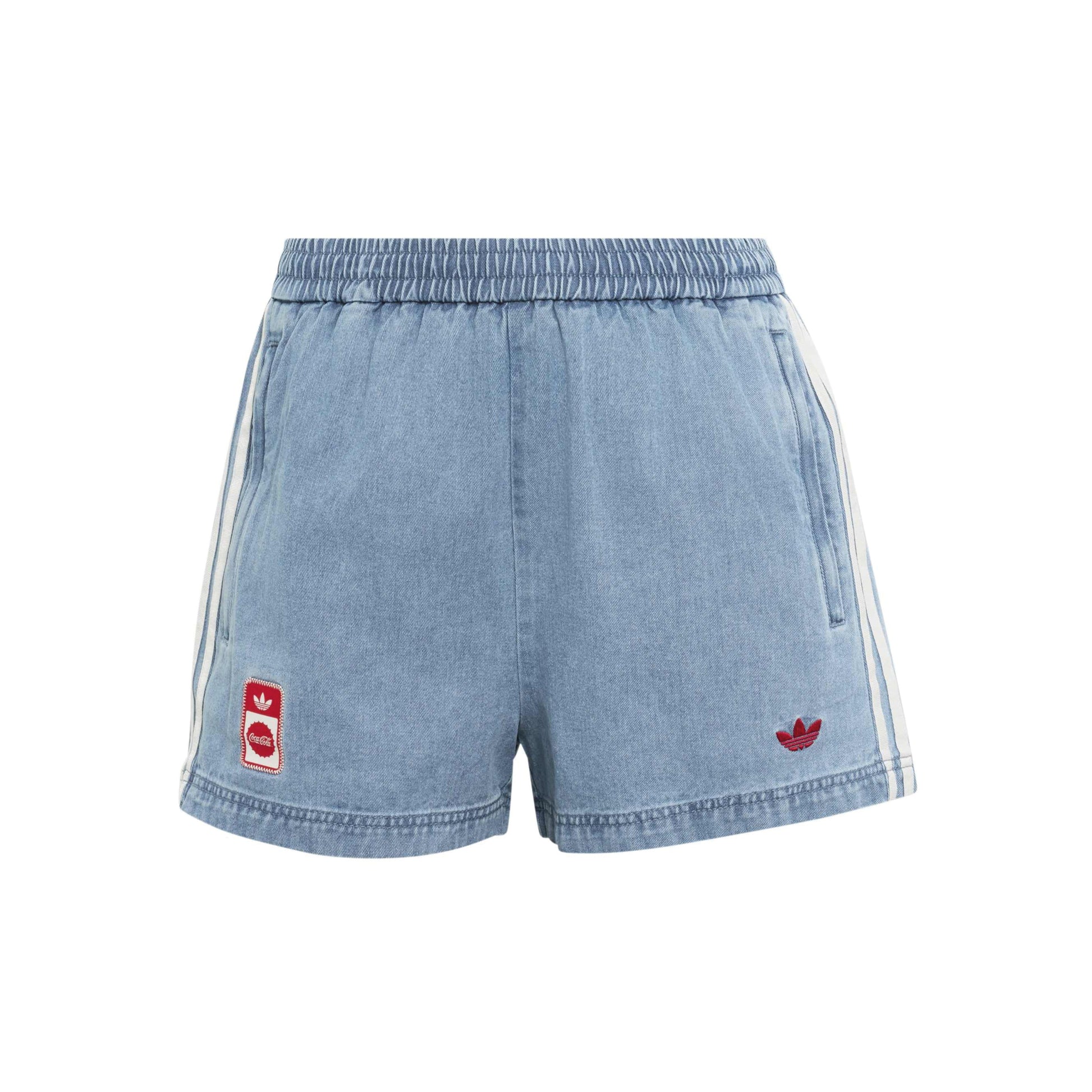 adidas Originals x Coca-Cola Denim Shorts Indigo Blue relaxed fit denim shorts with adidas 3-Stripes and Coca-Cola logo details