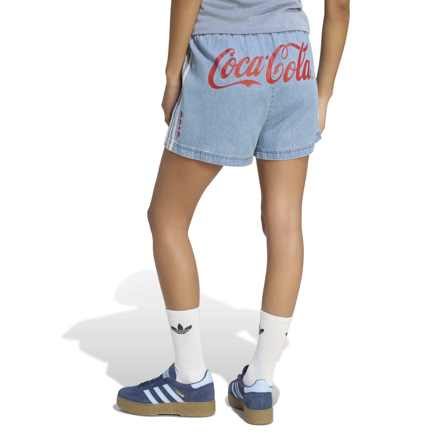 adidas Originals x Coca-Cola Denim Shorts Indigo Blue relaxed fit denim shorts with adidas 3-Stripes and Coca-Cola logo details