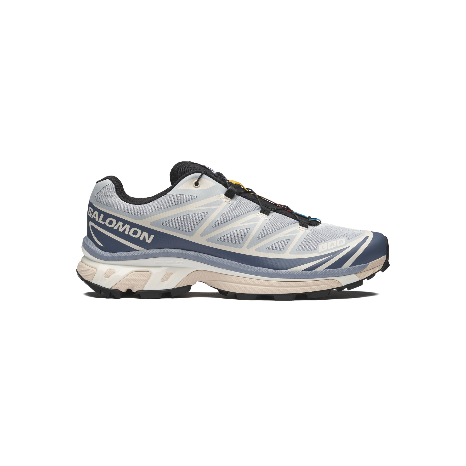 Salomon XT-6 Pearl Blue Grisaille technical sneaker with breathable mesh upper and layered overlays