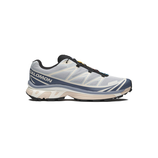Salomon XT-6 Pearl Blue Grisaille technical sneaker with breathable mesh upper and layered overlays