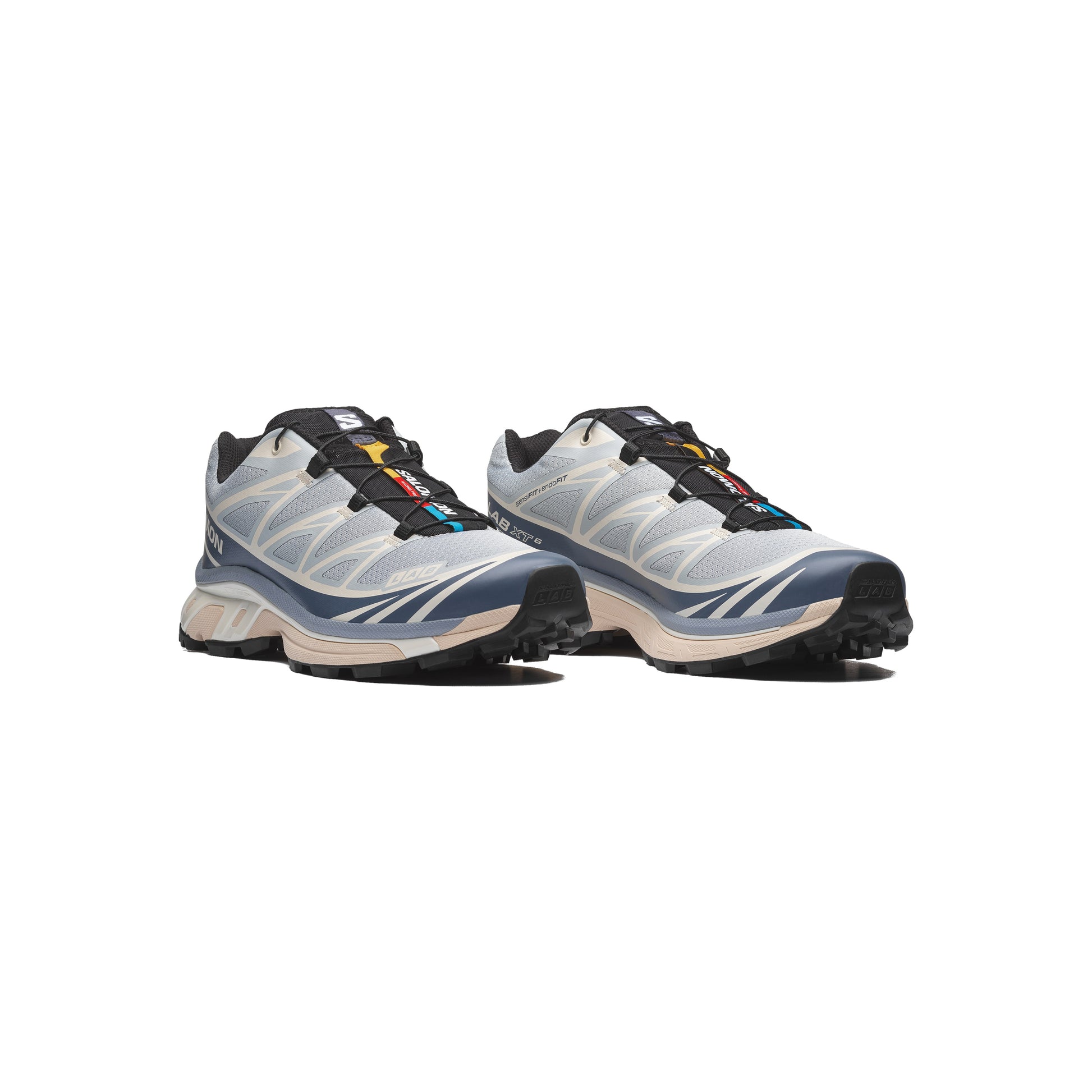 Salomon XT-6 Pearl Blue Grisaille technical sneaker with breathable mesh upper and layered overlays