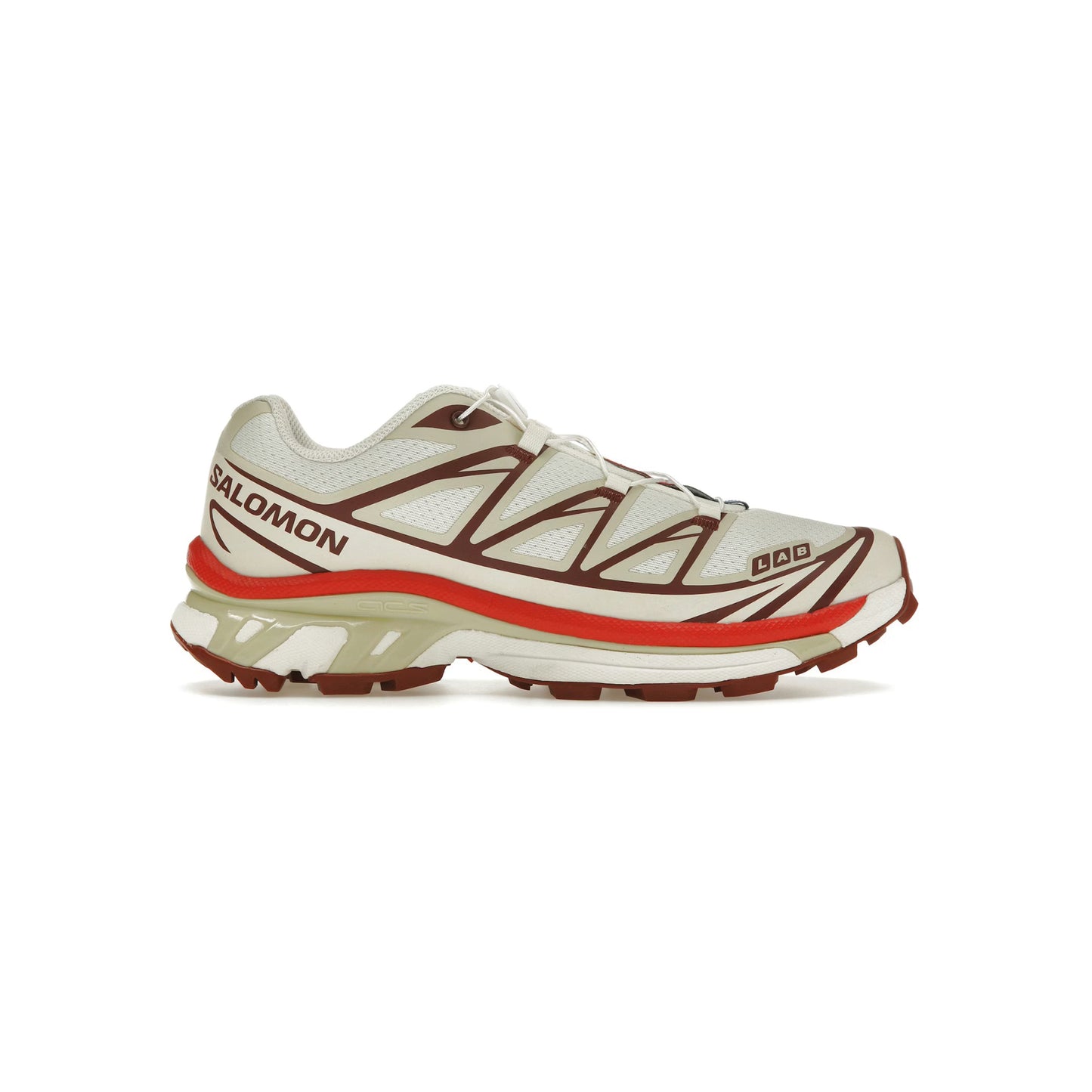 Salomon XT-6 Vanilla Ice Fired Brick trail running shoes with Quicklace system, lightweight cushioning, and durable Contagrip outsole