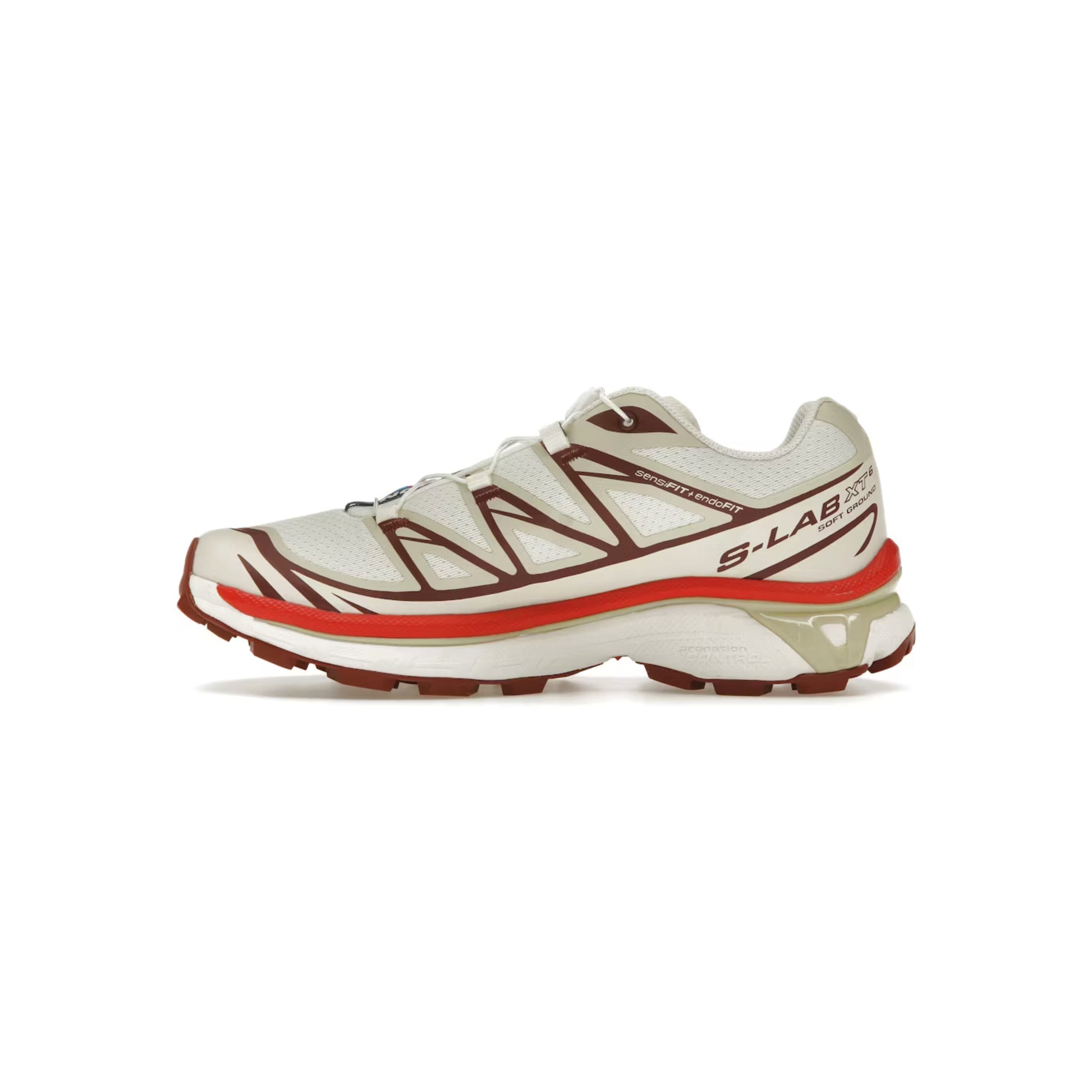 Salomon XT-6 Vanilla Ice Fired Brick trail running shoes with Quicklace system, lightweight cushioning, and durable Contagrip outsole