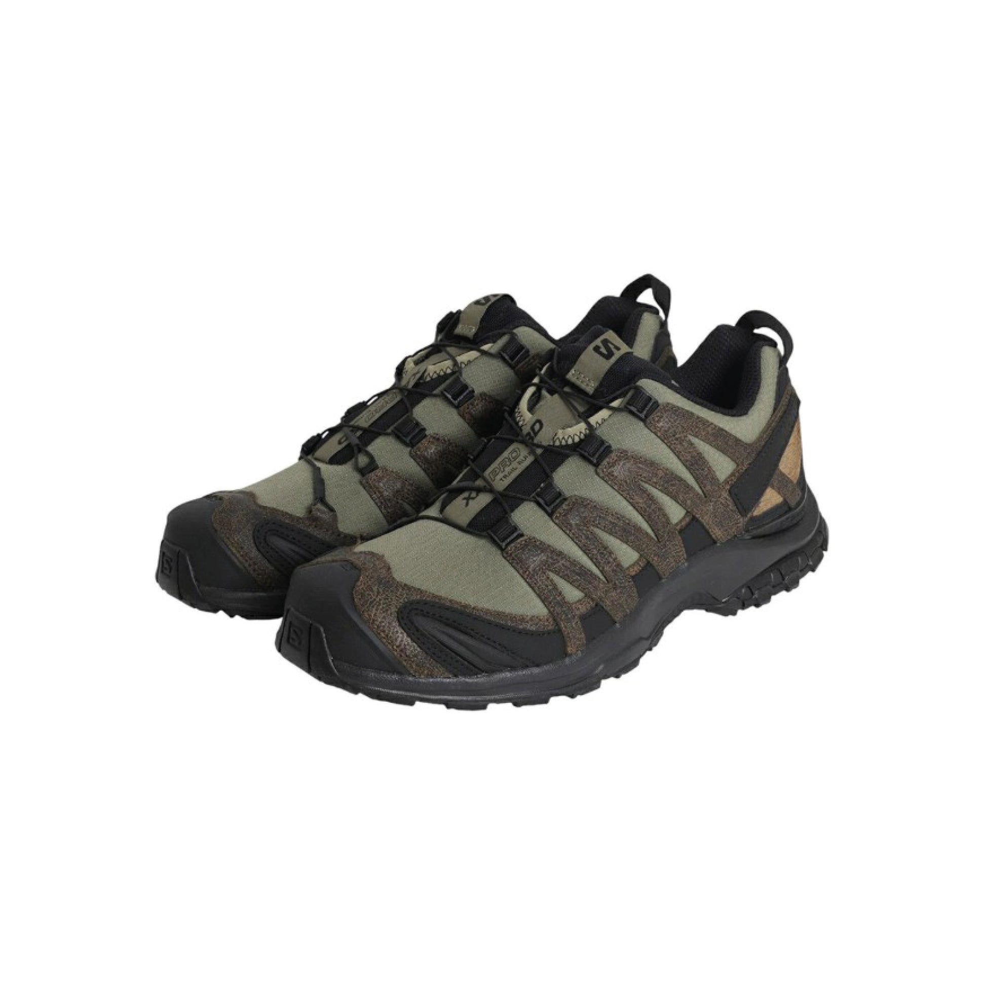 Salomon XA PRO 3D Distressed Leather Dark Earth trail shoes with 3D Advanced Chassis and Contagrip outsole