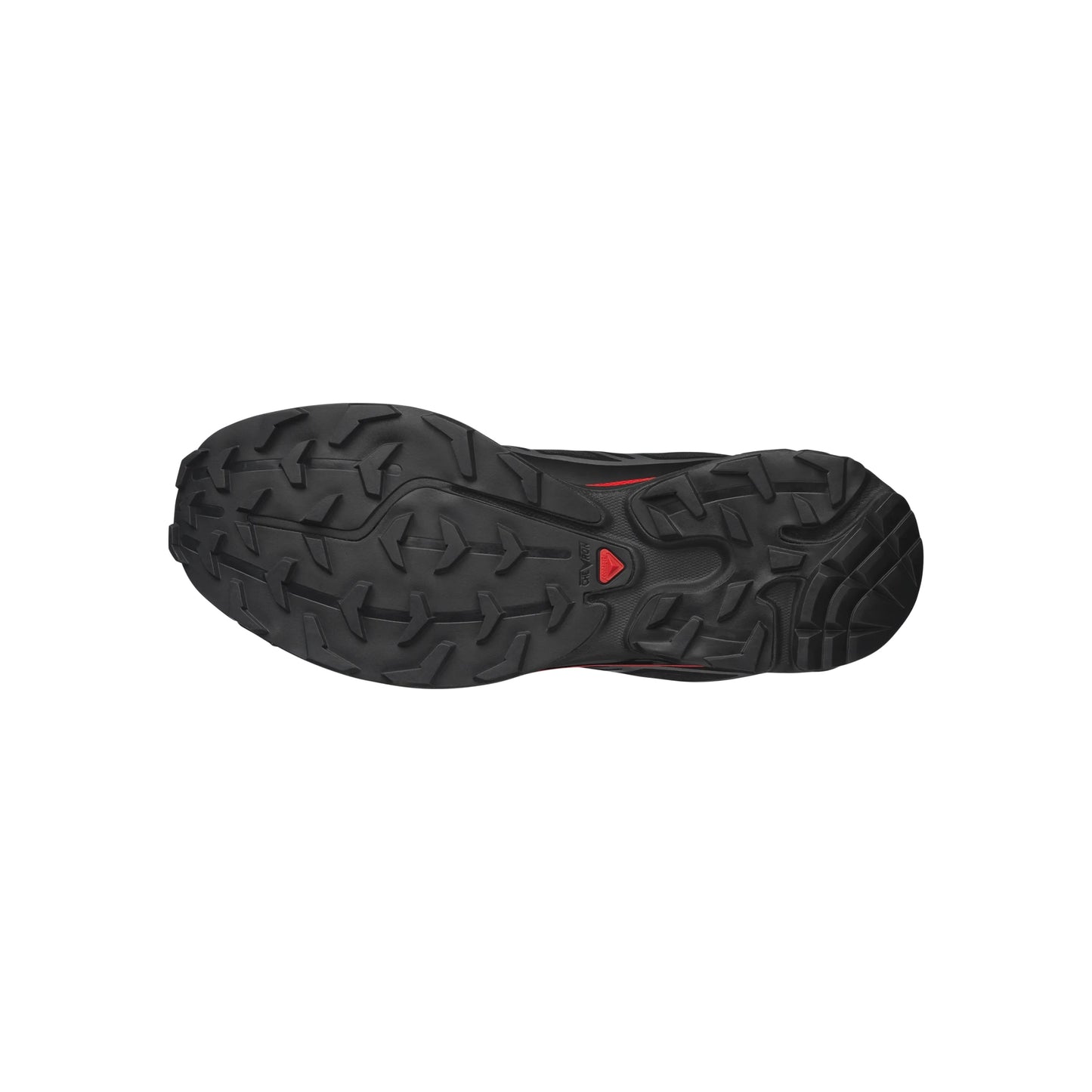 Salomon XT-6 Black Fiery Red Silver trail running shoe with Quicklace system breathable mesh upper and Contagrip outsole