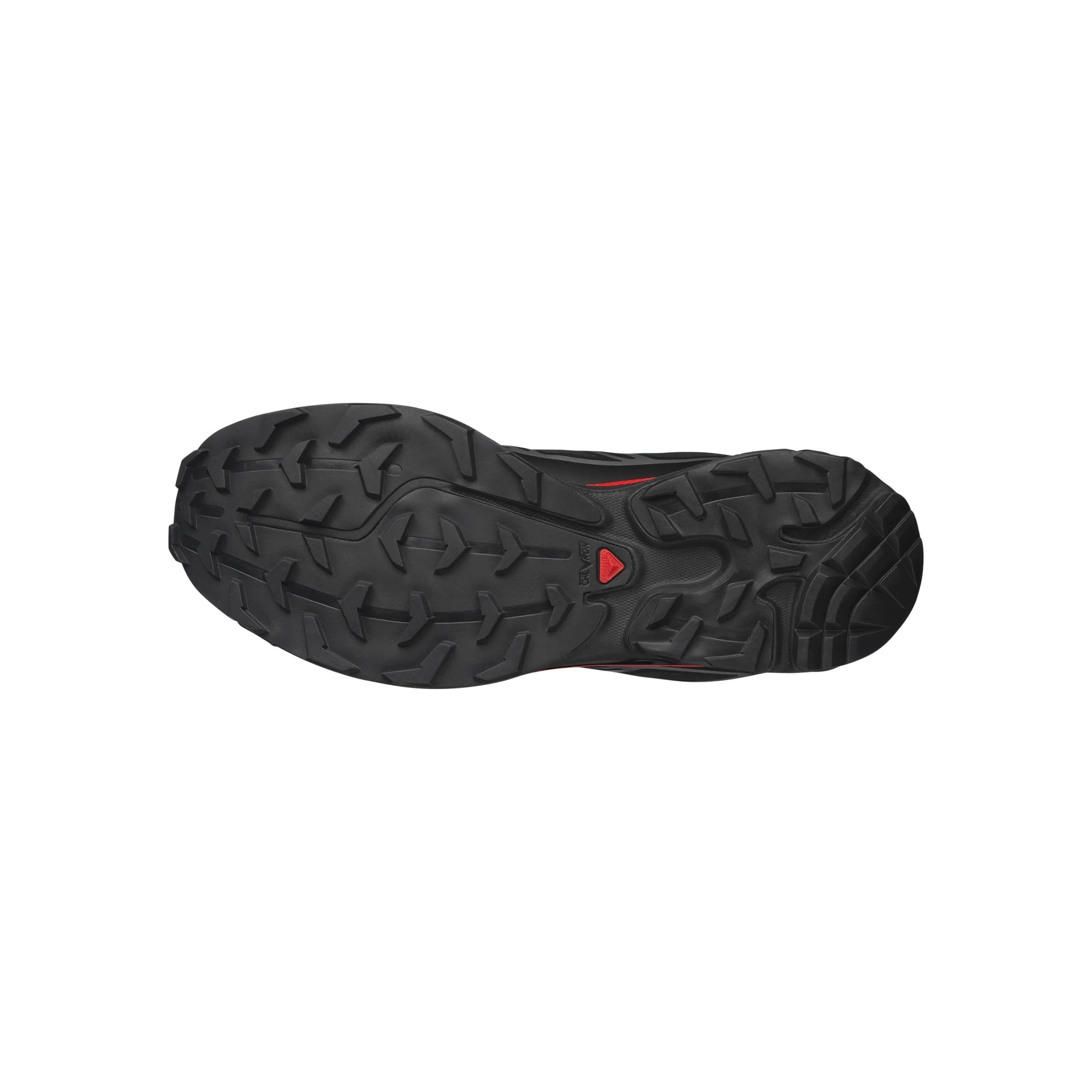 Salomon XT-6 Black Fiery Red Silver trail running shoe with Quicklace system breathable mesh upper and Contagrip outsole