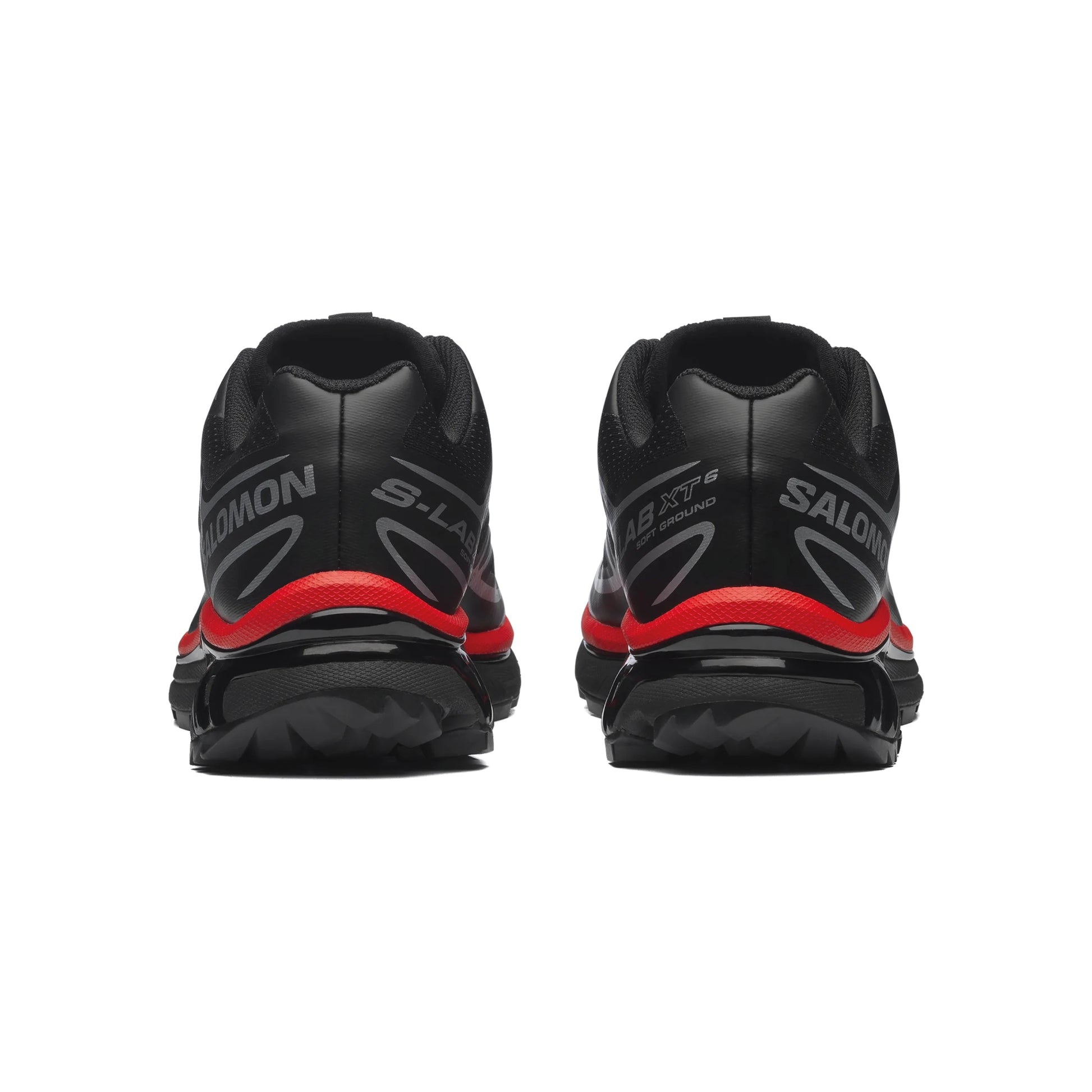 Salomon XT-6 Black Fiery Red Silver trail running shoe with Quicklace system breathable mesh upper and Contagrip outsole