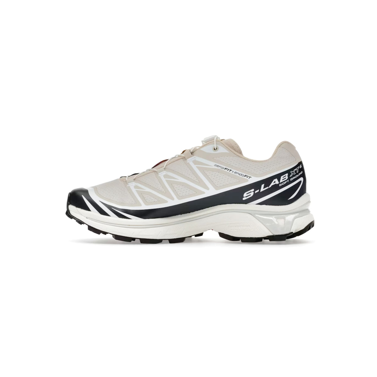 Salomon XT-6 Rainy Day Black White trail running shoe with Quicklace system breathable mesh upper and Contagrip outsole