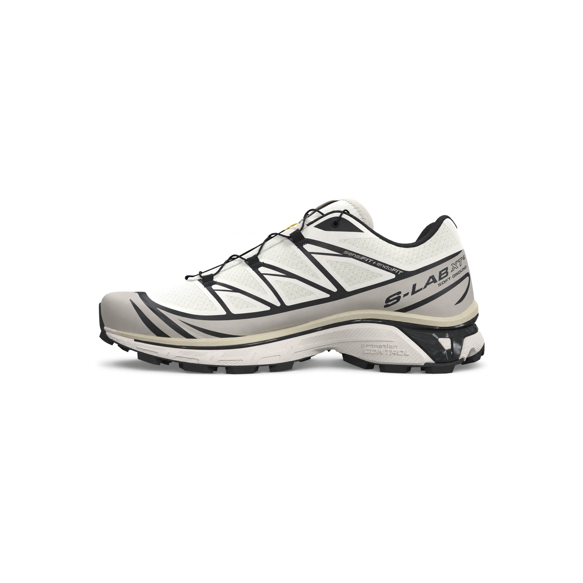 Salomon XT-6 Vanilla Ice Black technical sneaker with breathable mesh upper and layered overlays