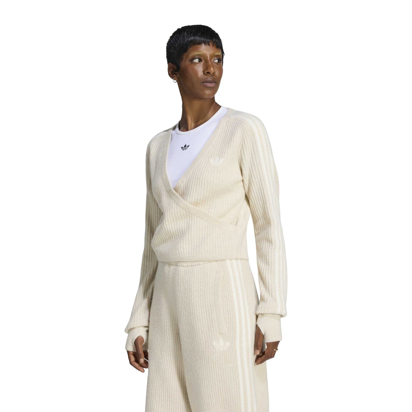 adidas Originals by JENNIE Knit Cardigan 'Clay Brown' (WMNS) – model front view