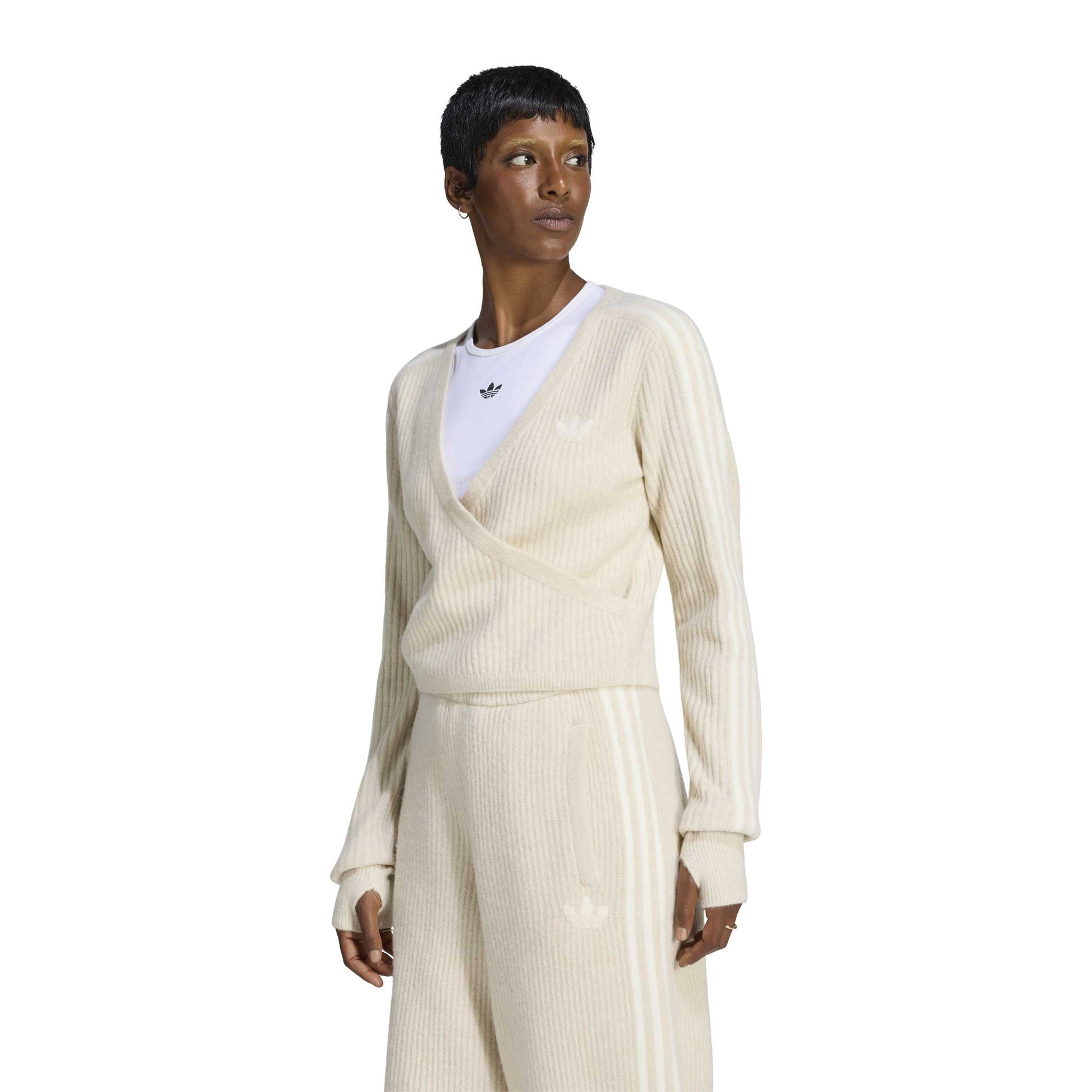 adidas Originals by JENNIE Knit Cardigan 'Clay Brown' (WMNS) – model front view