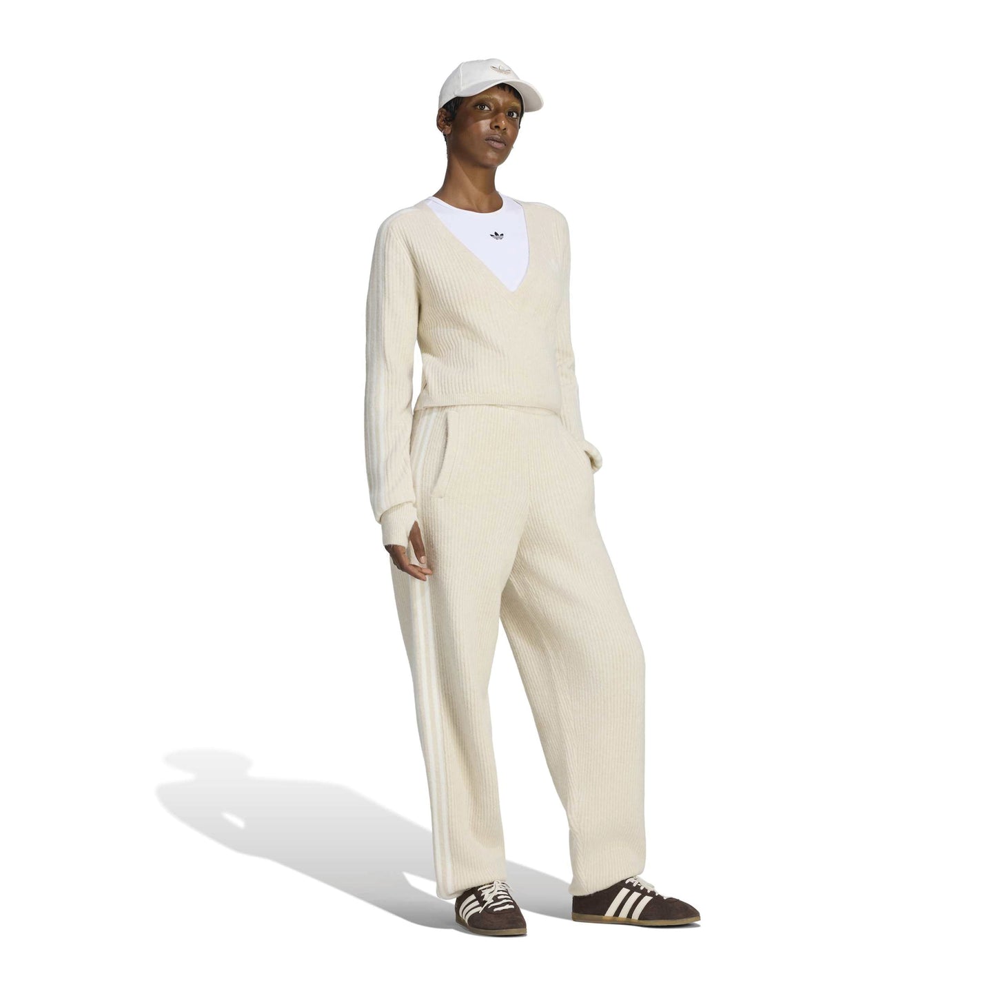 adidas Originals by JENNIE Knit Cardigan 'Clay Brown' (WMNS) – full model view