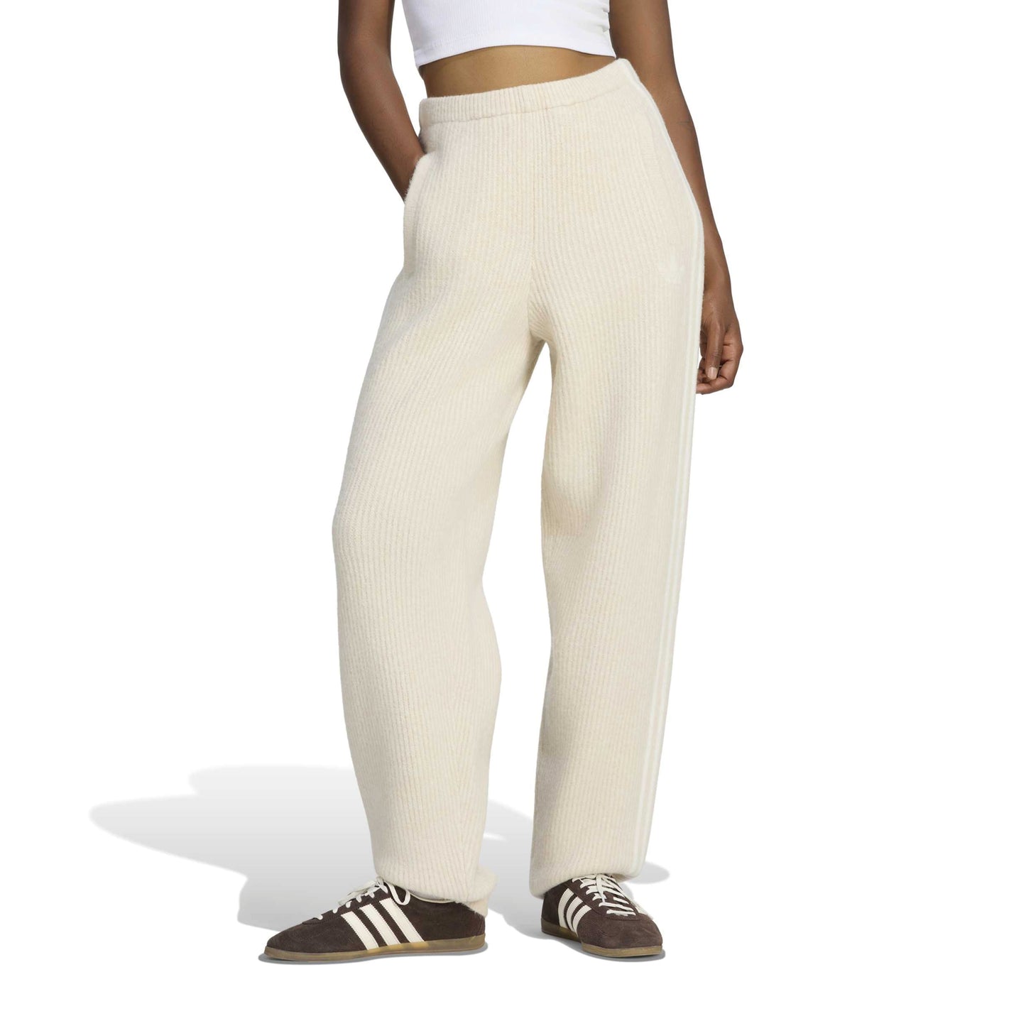adidas Originals by JENNIE Knit Pants 'Clay Brown' (WMNS) – model front view