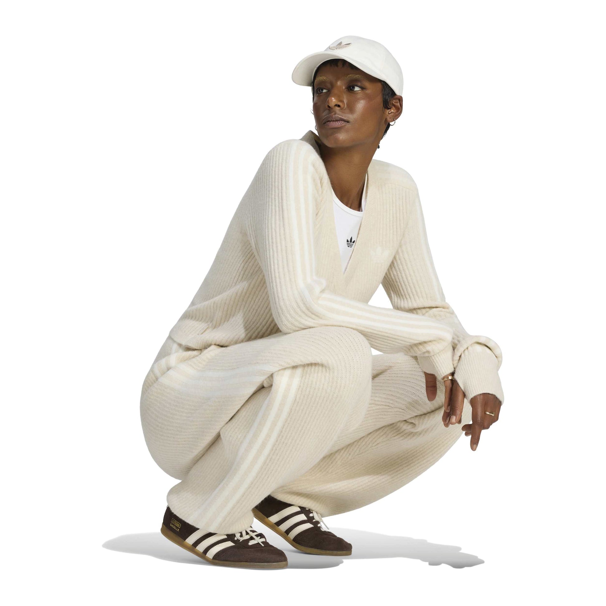 adidas Originals by JENNIE Knit Pants 'Clay Brown' (WMNS) – full model view