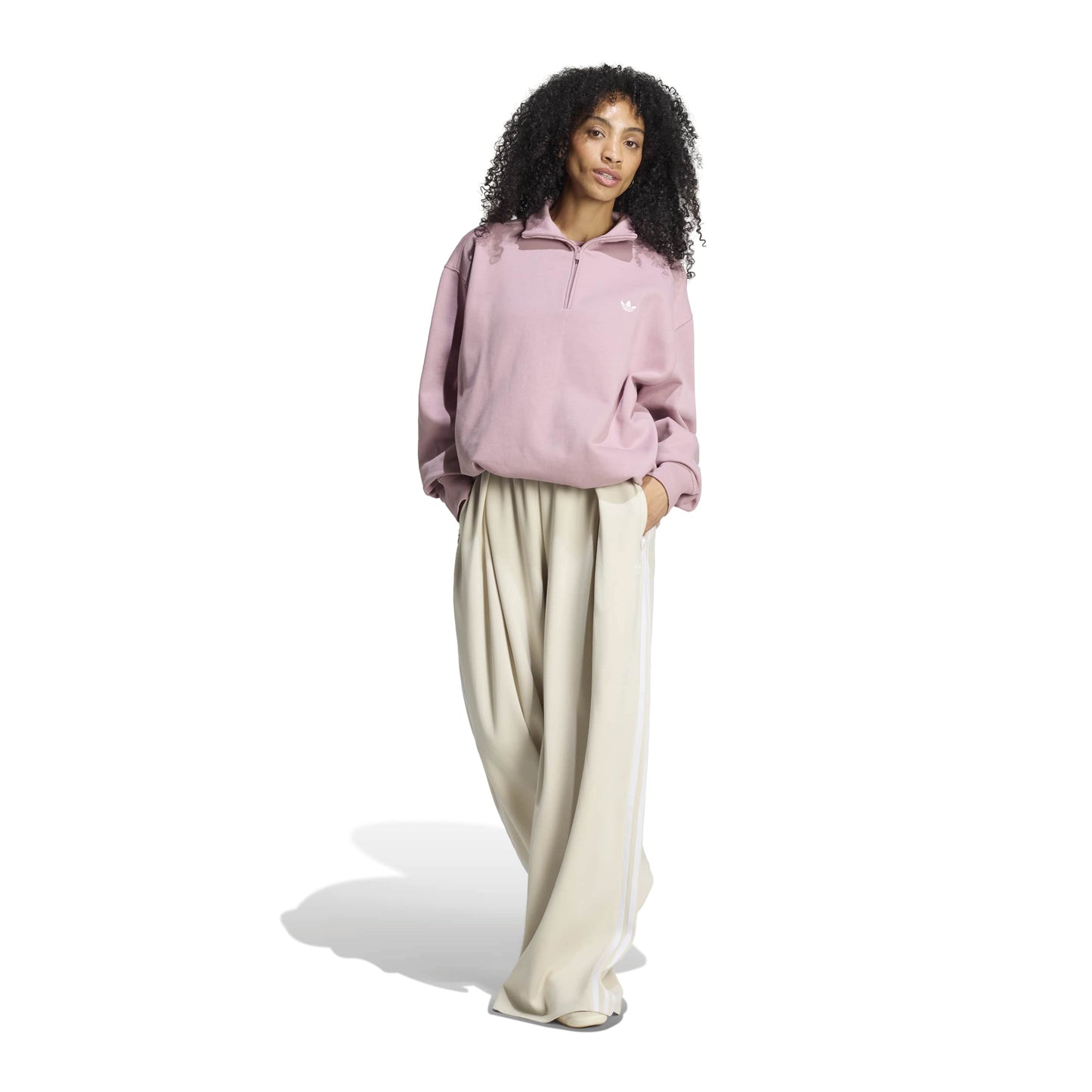 adidas Originals by JENNIE Pleated Track Pants 'Clay Brown' (WMNS) – full model view
