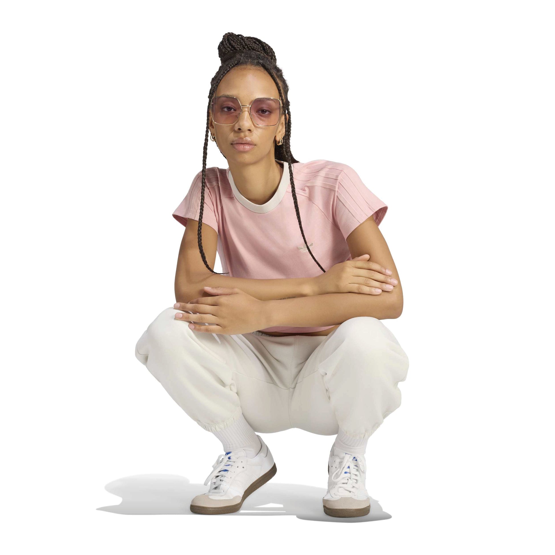 adidas Originals by JENNIE T-Shirt 'Wonder Mauve' (WMNS) – full model view