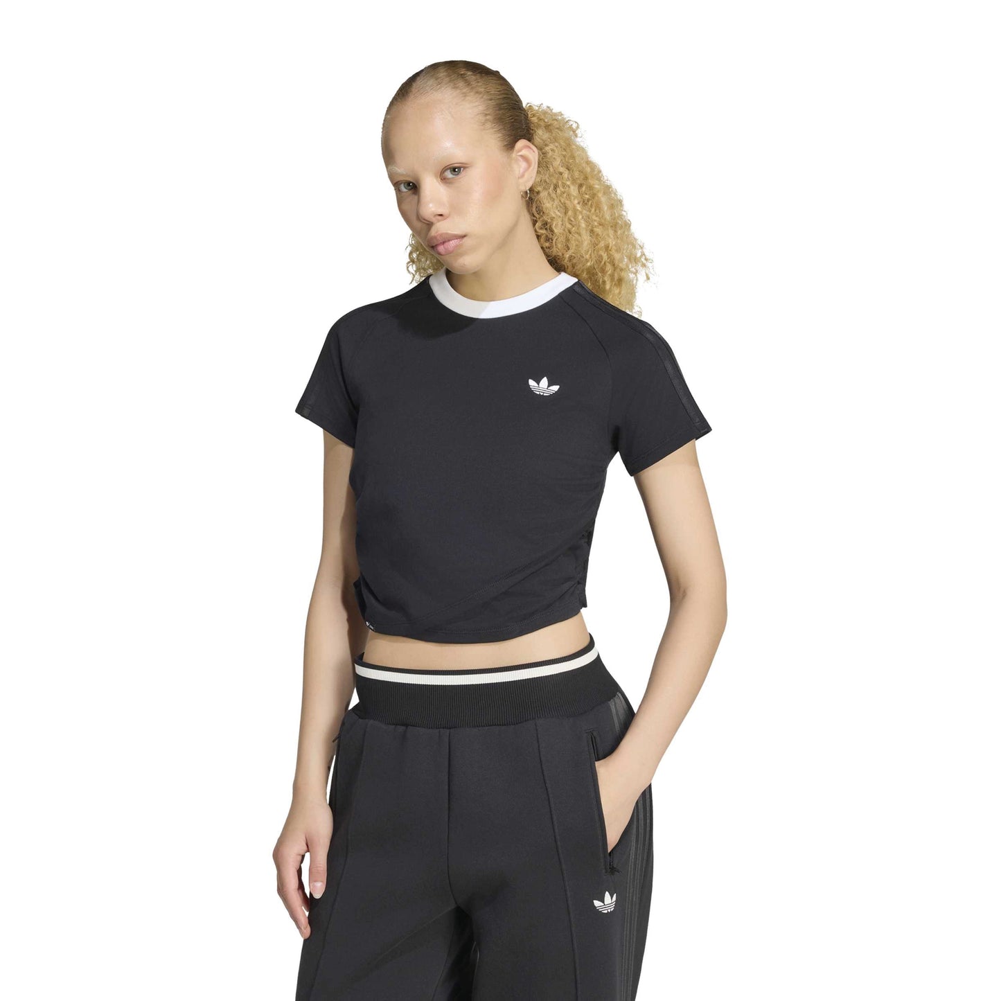 adidas Originals by JENNIE Layer T-Shirt 'Black' (WMNS) – model front view
