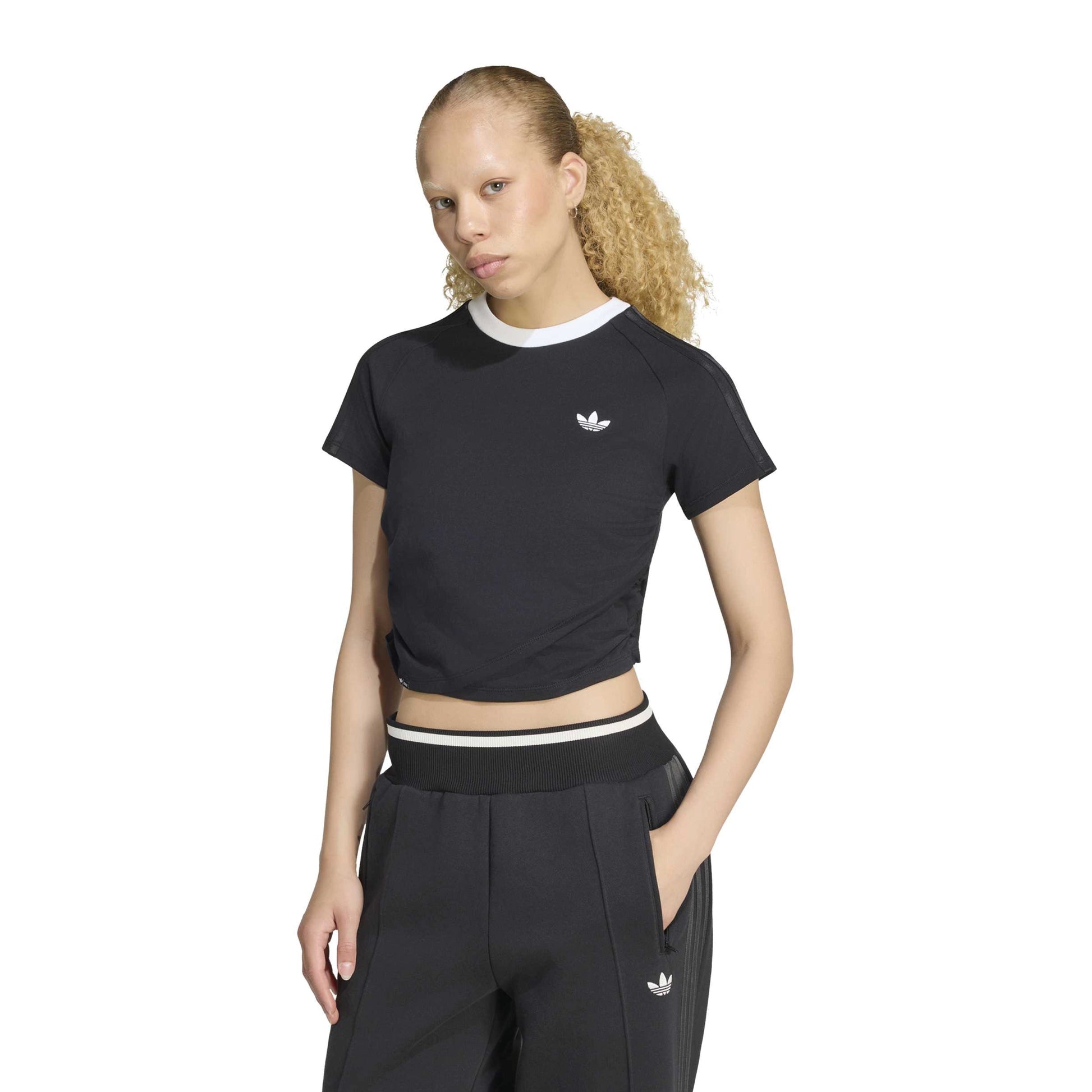 adidas Originals by JENNIE Layer T-Shirt 'Black' (WMNS) – model front view