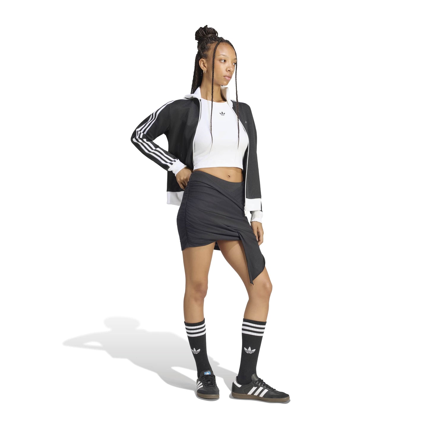 adidas Originals by JENNIE Wrap Skirt 'Black' (WMNS) – full model view