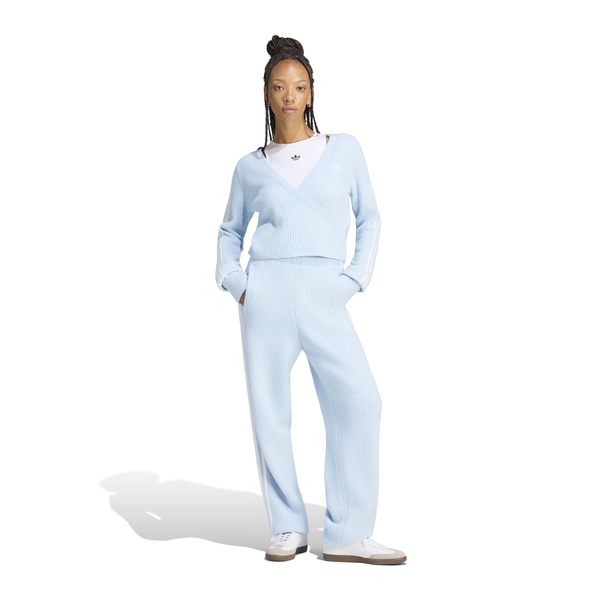 adidas Originals by JENNIE Knit Cardigan 'Wonder Blue' (WMNS) – full model view
