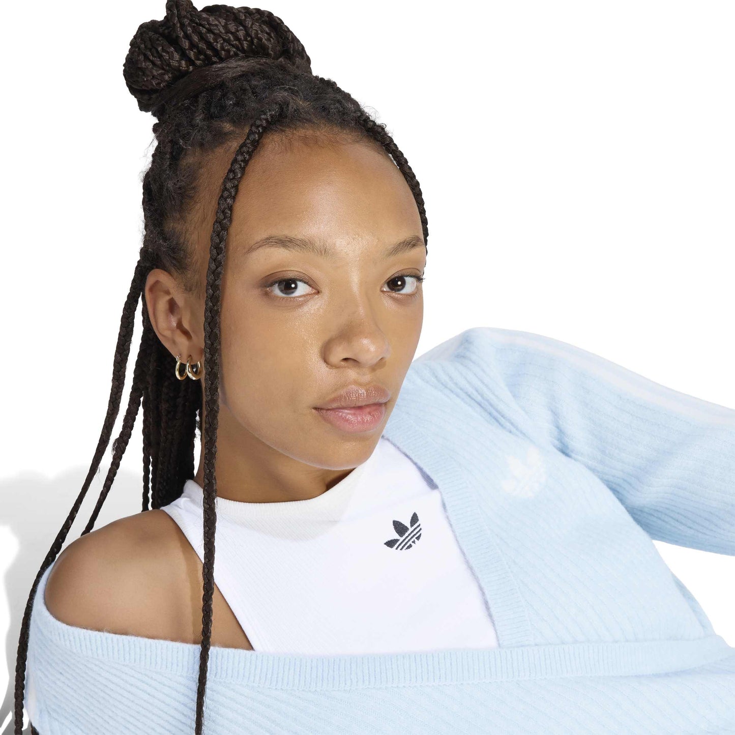 adidas Originals by JENNIE Knit Cardigan 'Wonder Blue' (WMNS) – detail view